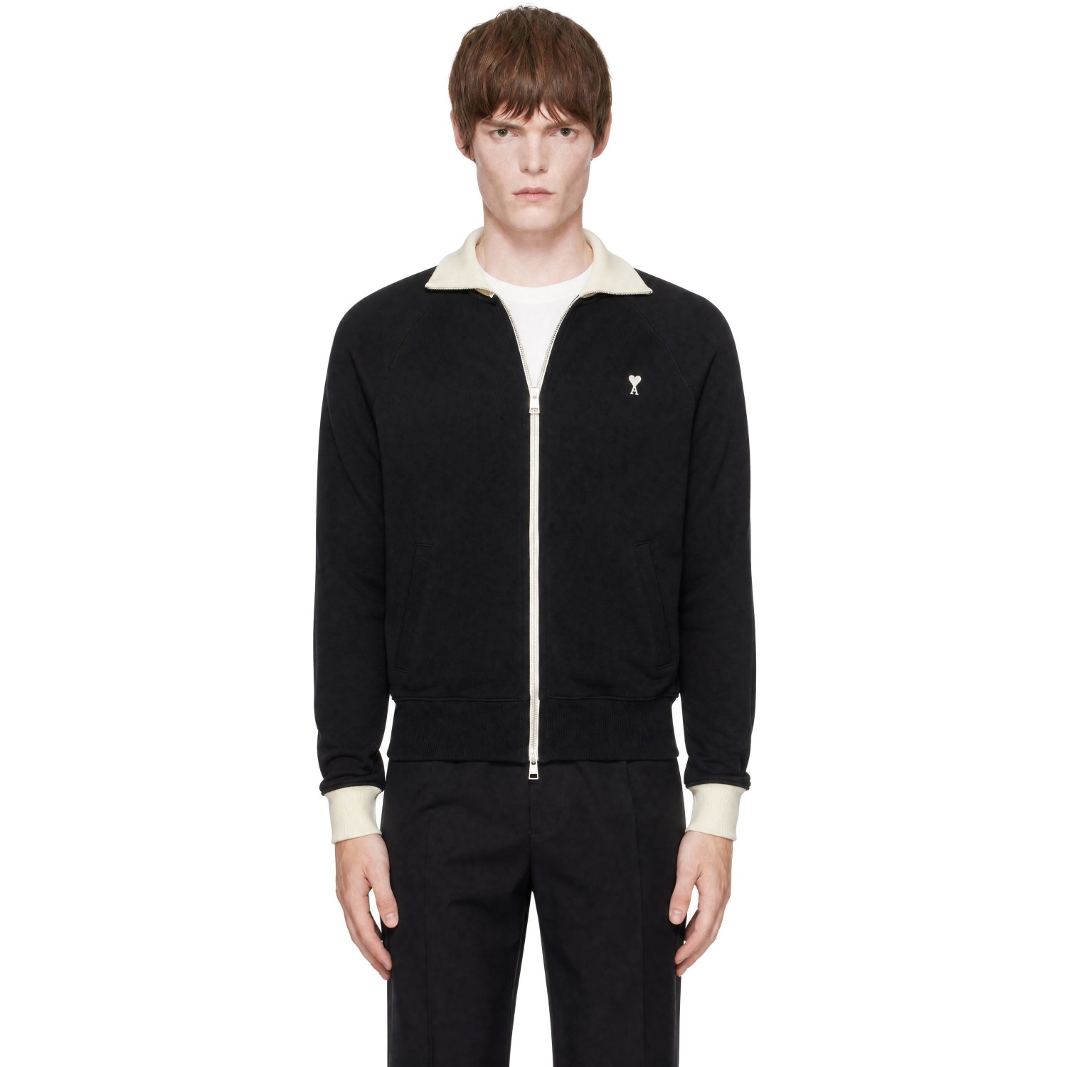 AMI Paris Black Zipped Ami de Coeur Sweatshirt