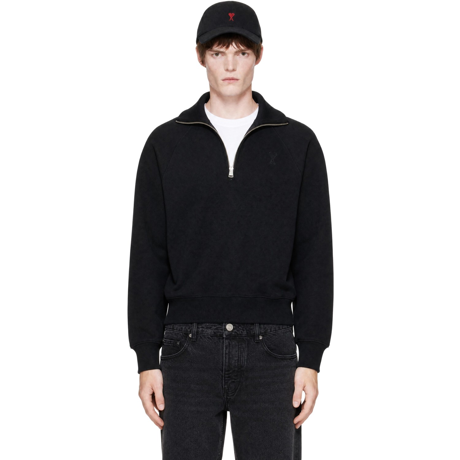 AMI Paris Black Tonal Embossed Ami de Coeur Sweatshirt