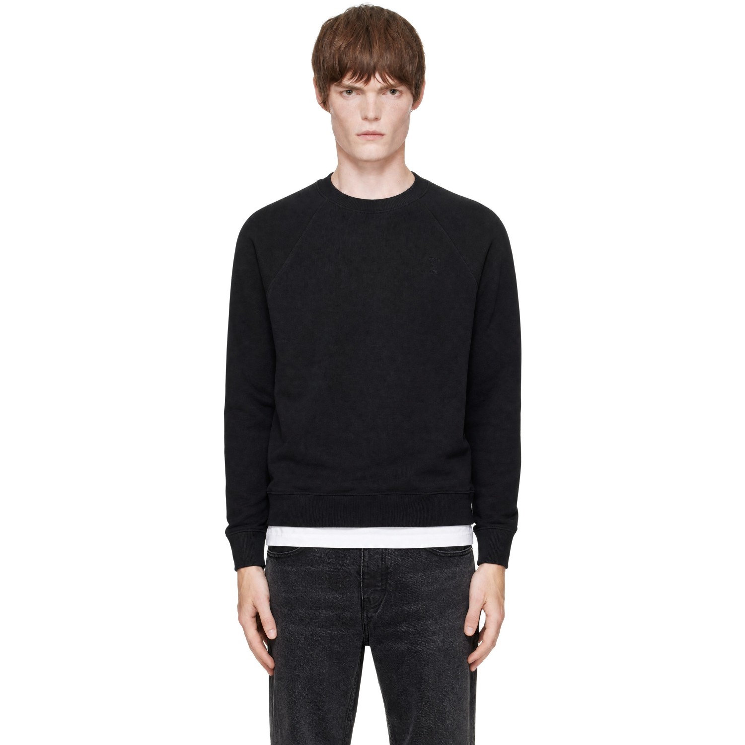Ami Alexandre Mattiussi Black Cotton Embossed Ami De Coeur Sweatshirt In 001 Noir