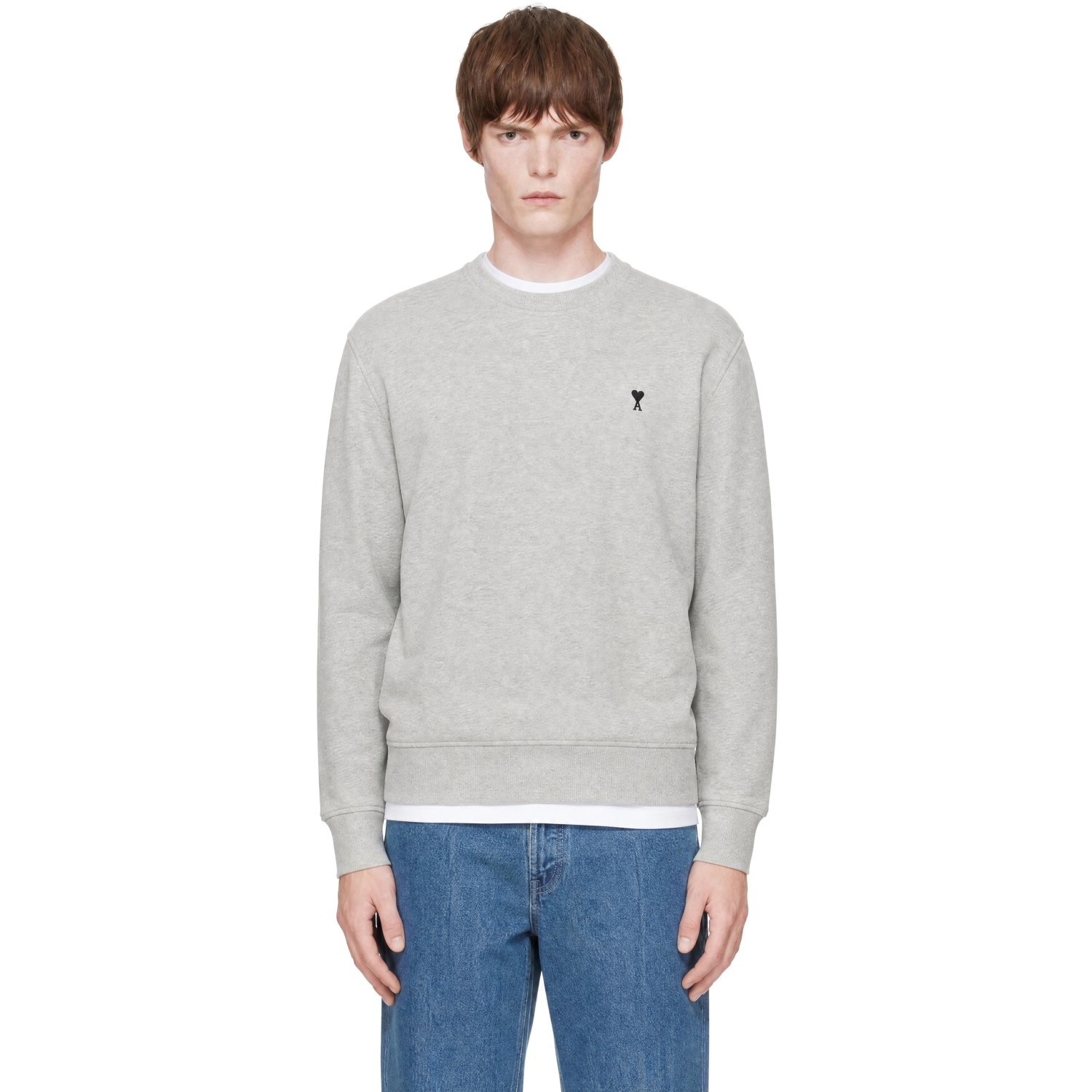 AMI Paris Gray Cotton Ami de Coeur Sweatshirt