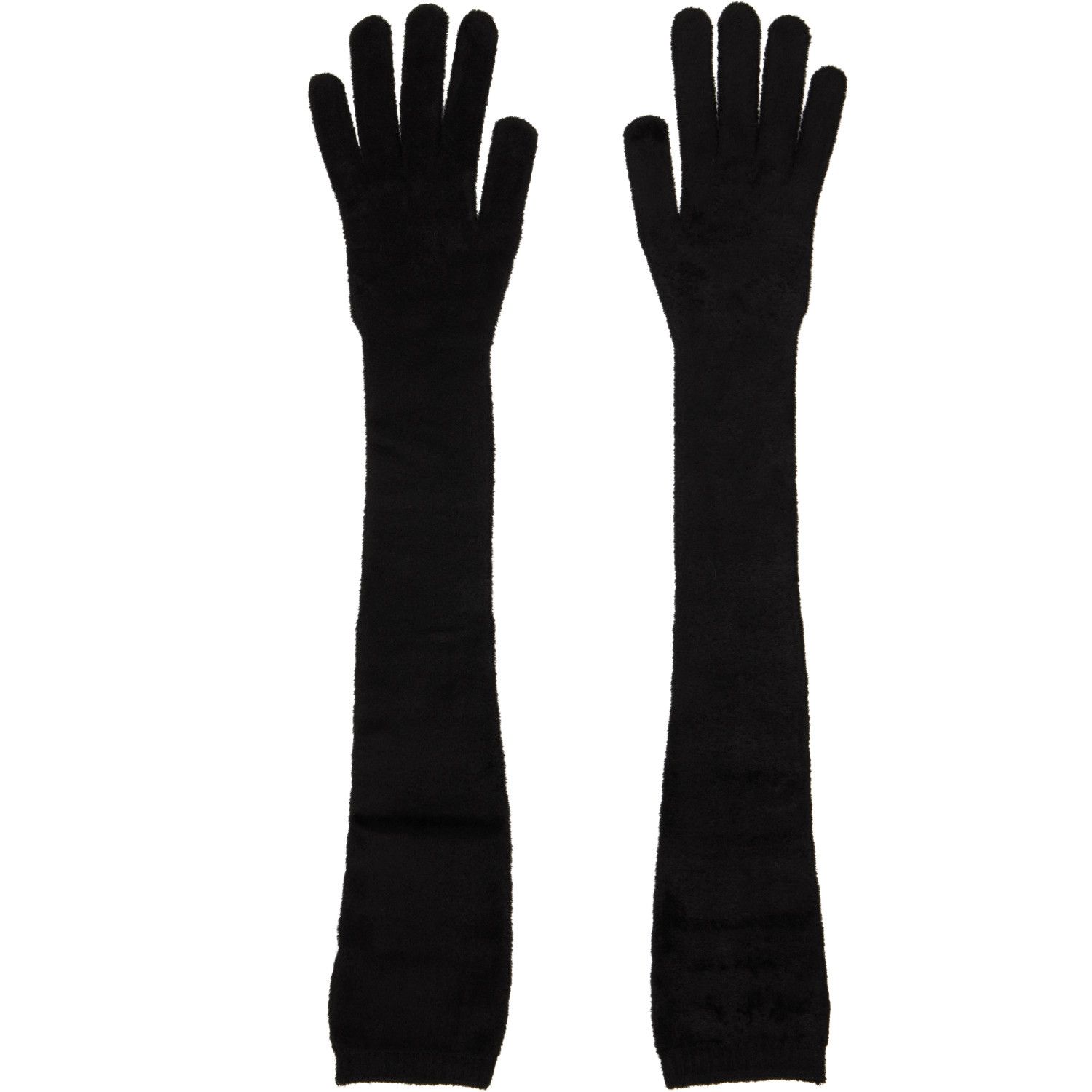 ALAÏA Black Long Tailored Velvet Gloves