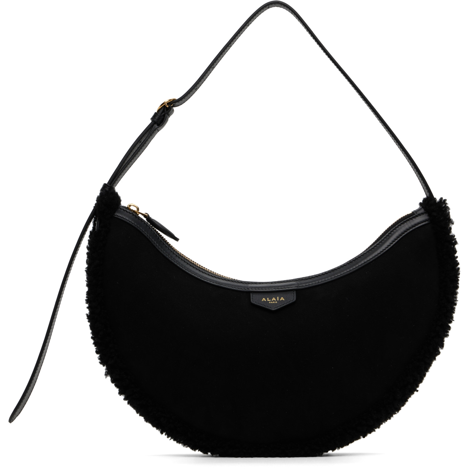 ALAÏA Black Demi Lune Shearling Bag