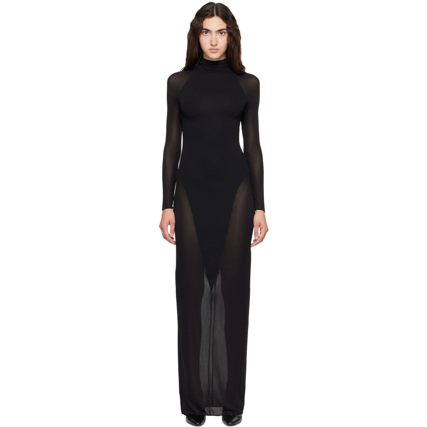 ALAÏA Black Bodycon Opaque Maxi Dress