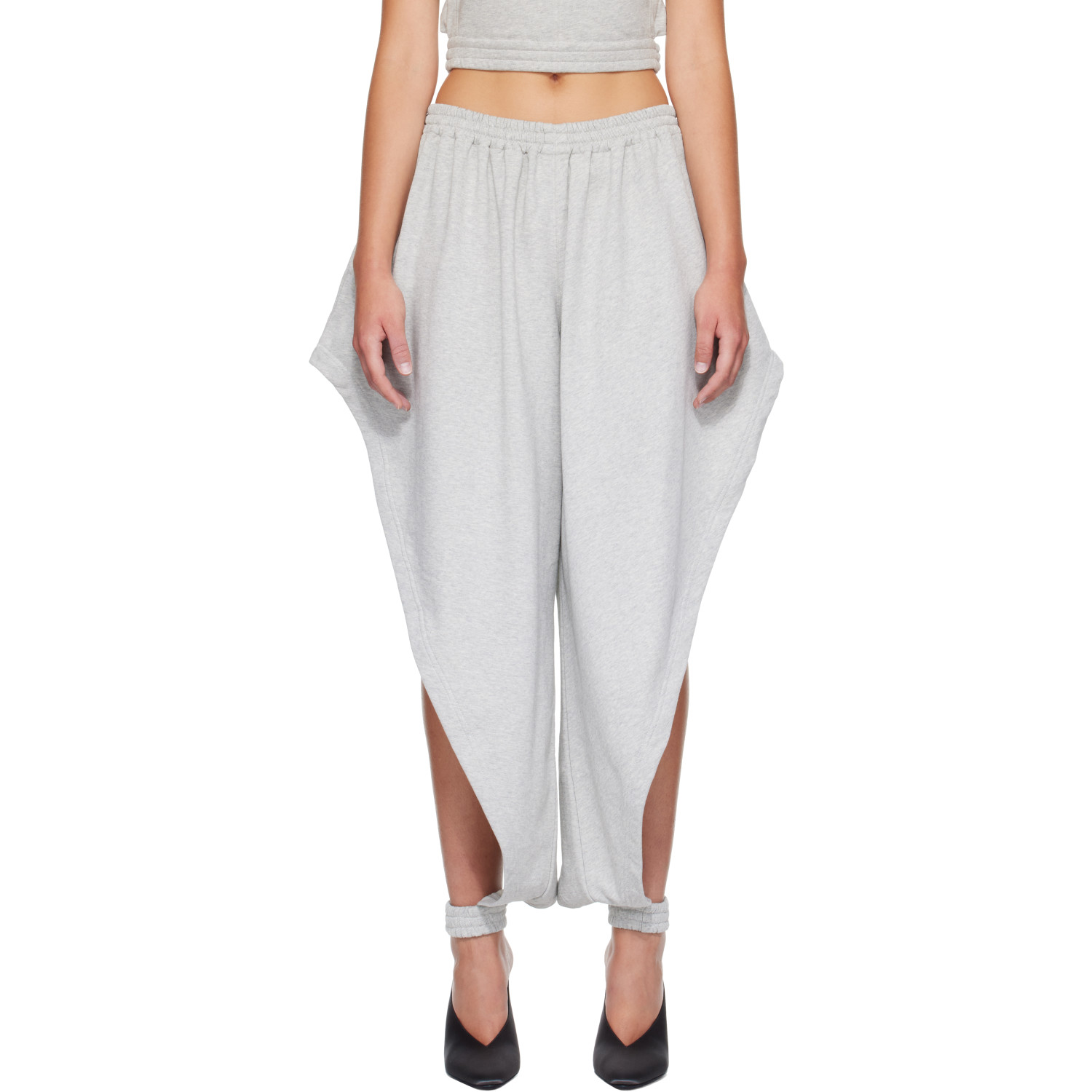 ALAÏA Gray Fleece Jersey Pointed Trousers
