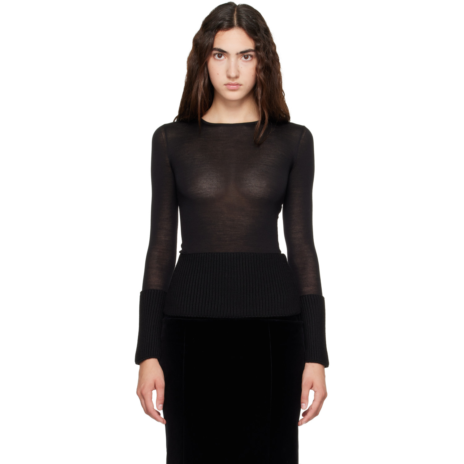 ALAÏA Black Crewneck Wool Sweater