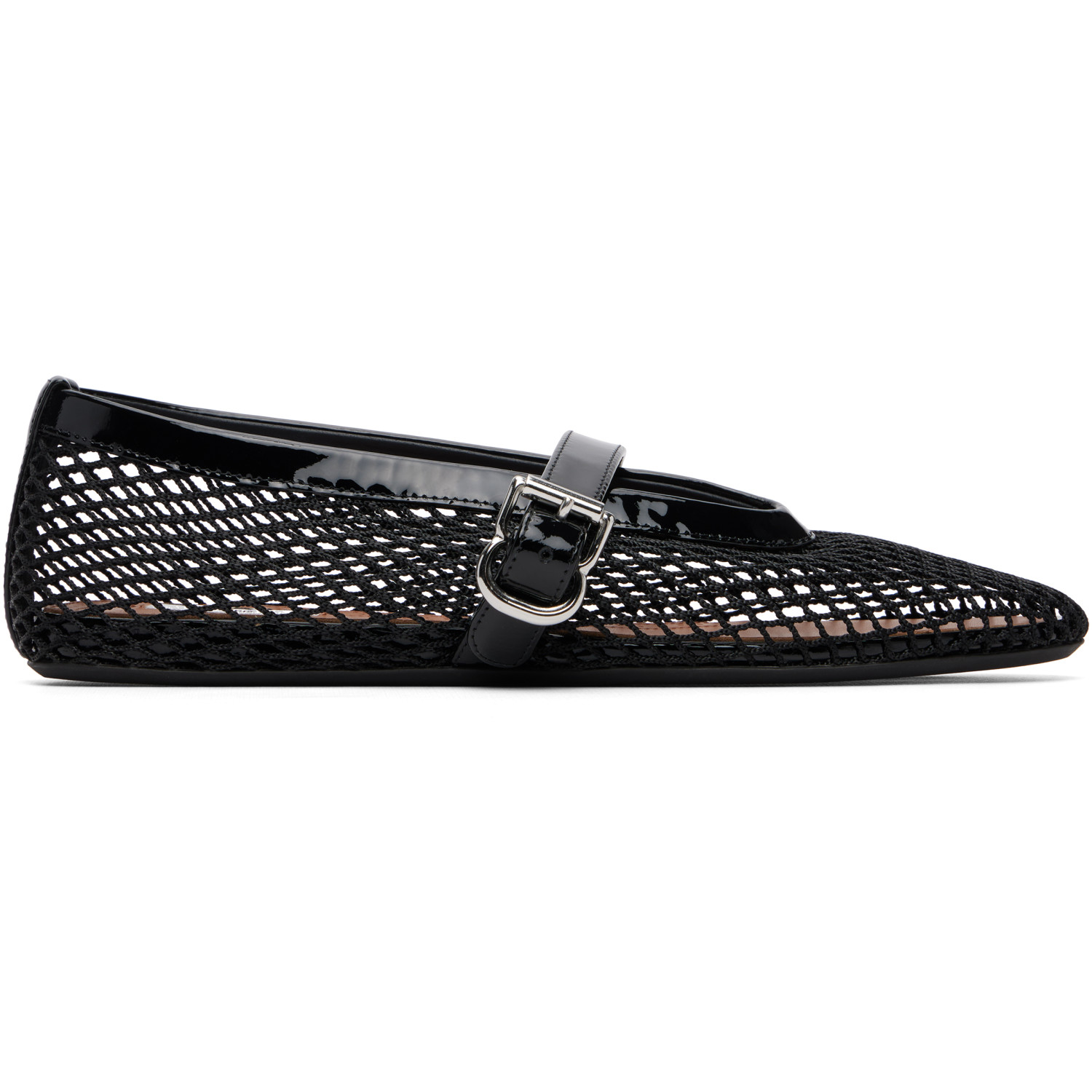 ALAÏA Black Fishnet Ballerina Flats