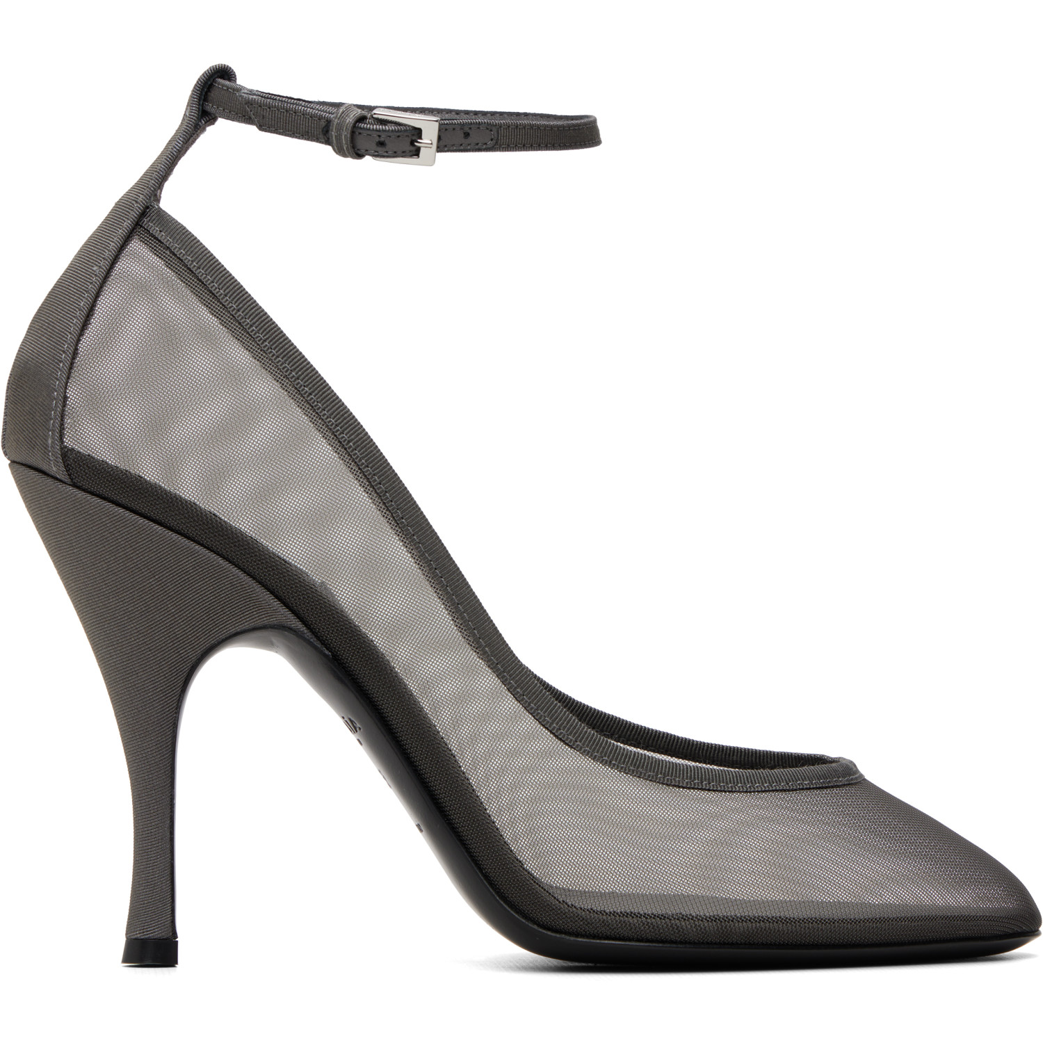 ALAÏA Gray Strappy Mesh Heels