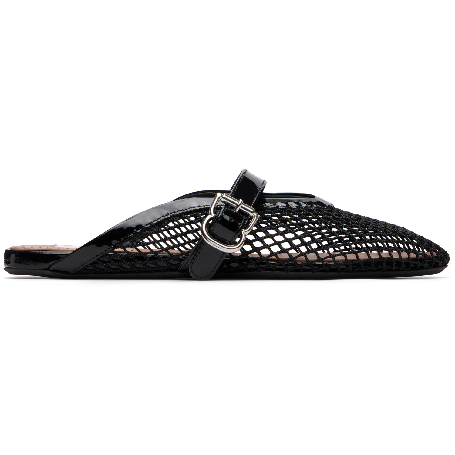 ALAÏA Black Fishnet Mule Ballerina Flats