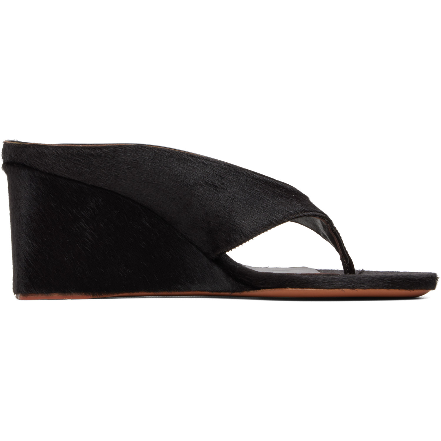 ALAÏA Brown Wedge Thong Mule Heeled Sandals