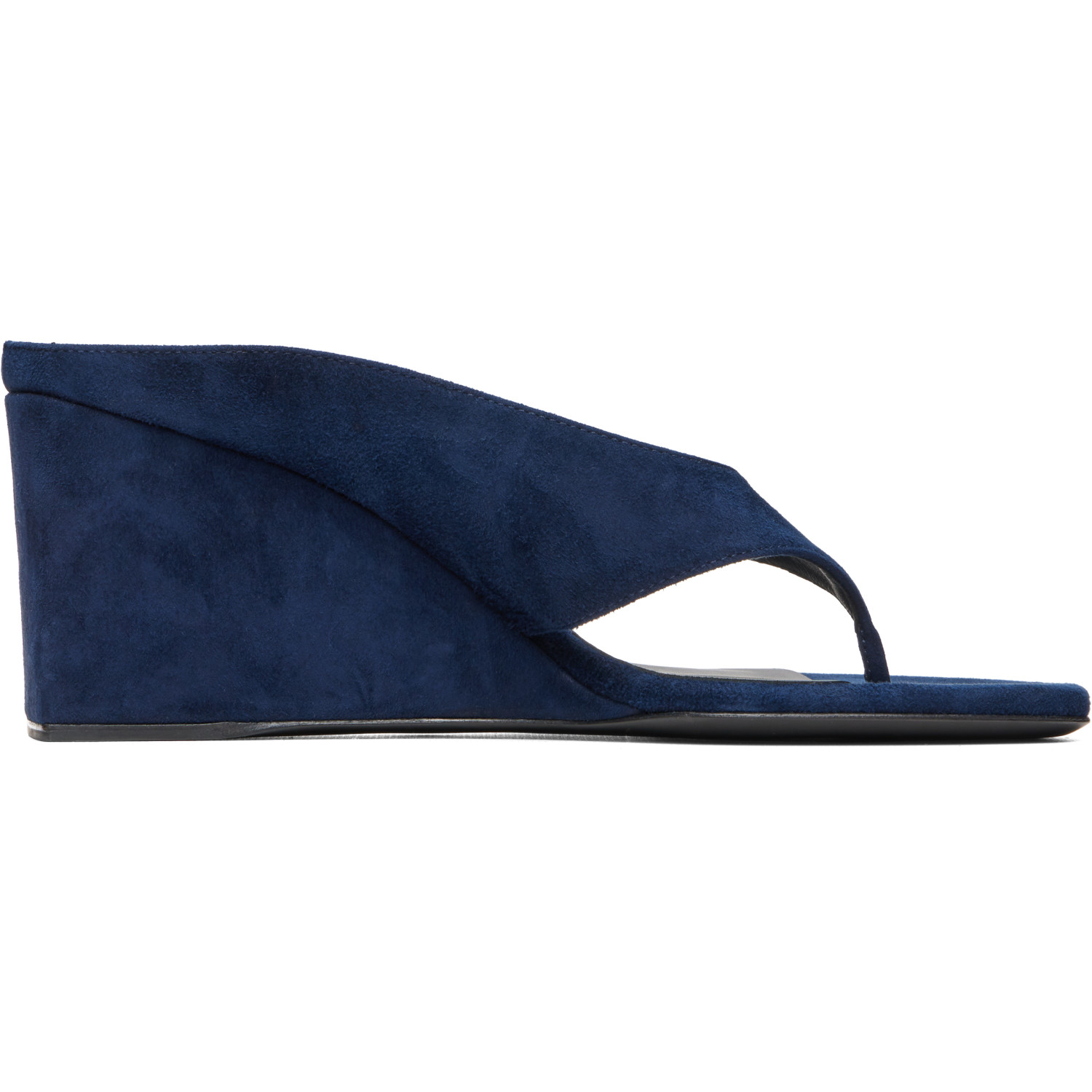 ALAÏA Navy Cube Thong Mule Heeled Sandals