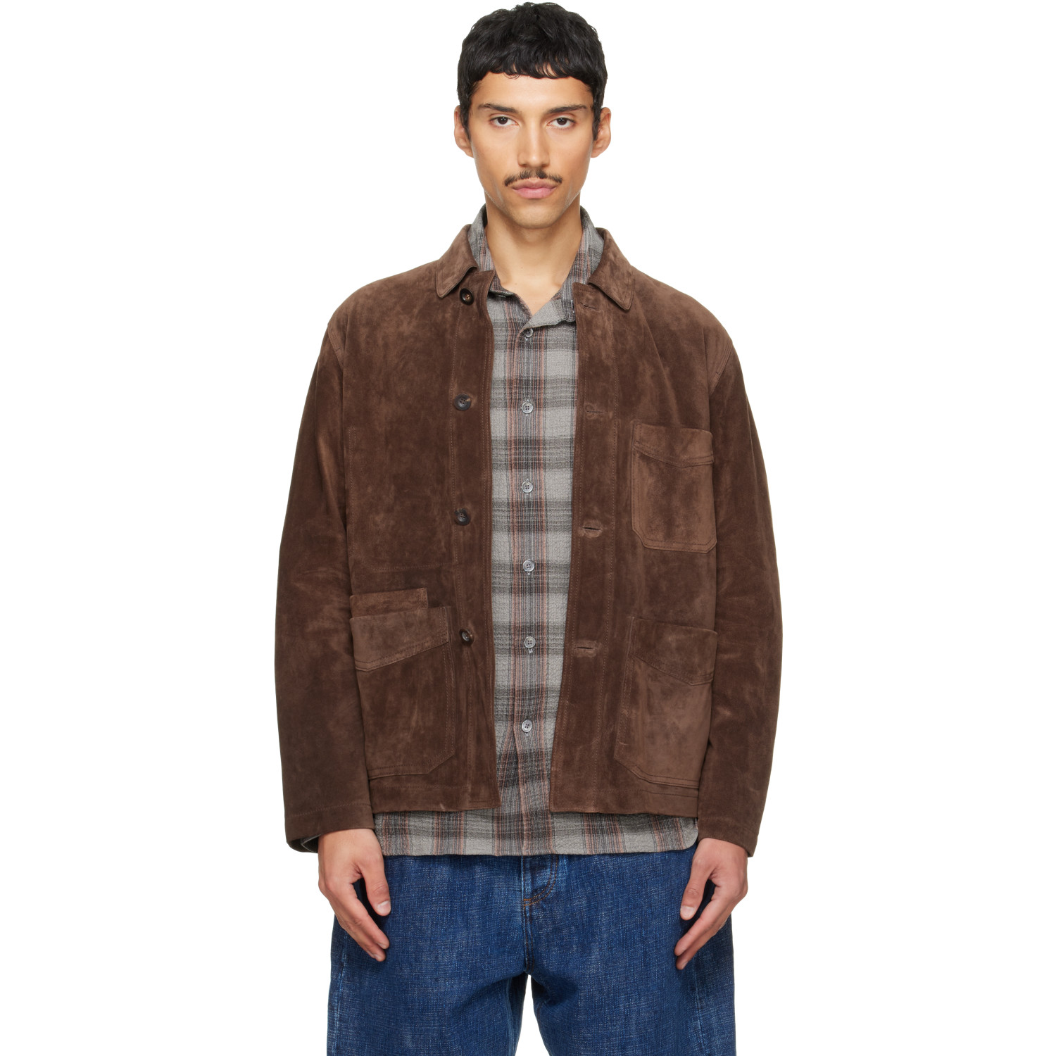 Drake's Brown Heavyweight Five-Pocket Chore Suede Jacket