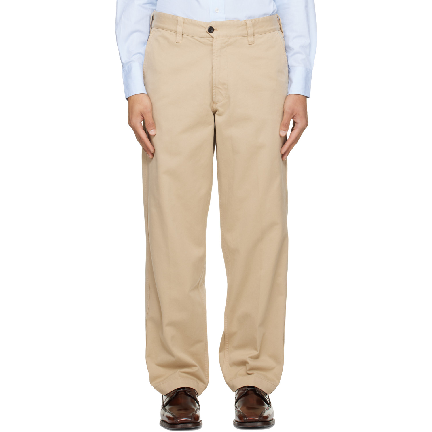 Drake's Straight-leg Peached Cotton-twill Trousers In Neutrals