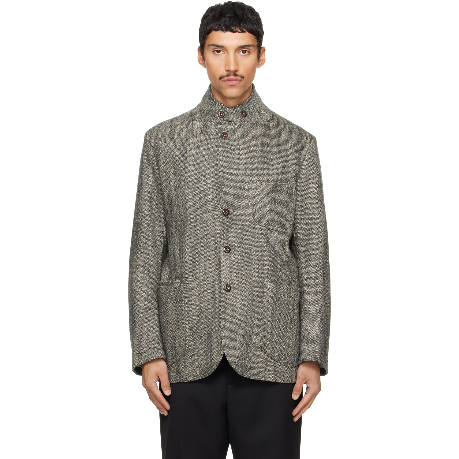 Drake's Gray Herringbone Tweed Mk. VII Games Blazer