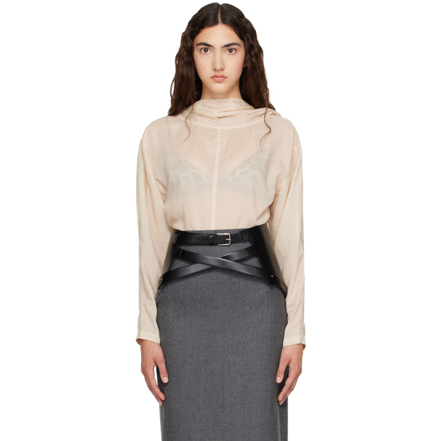 Toga Pulla Black Leather Corset Belt