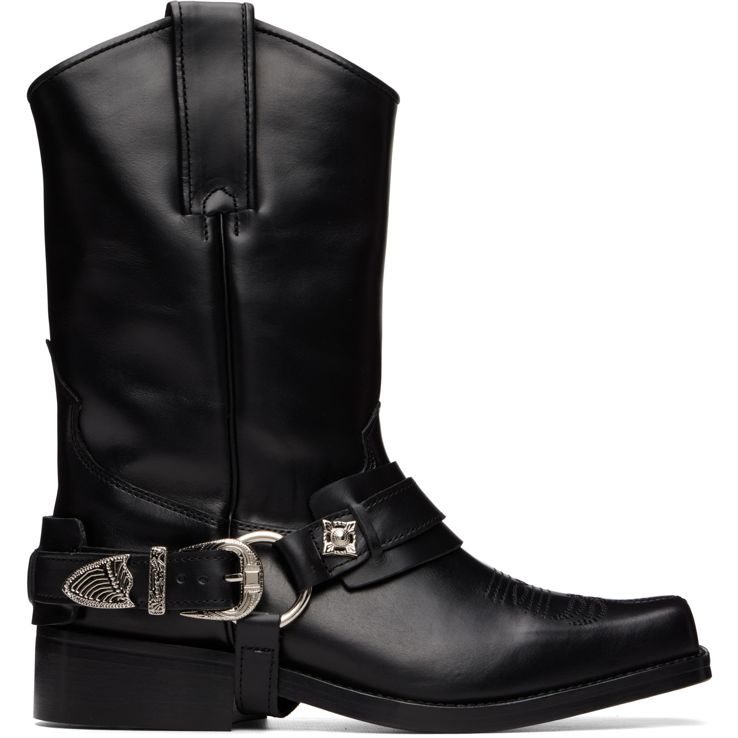 Toga Pulla Black Hard Leather Boots