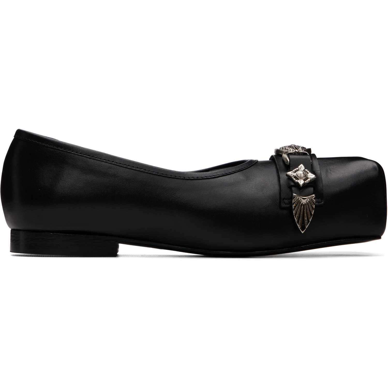 Toga Pulla Black Leather Ballerina Flats