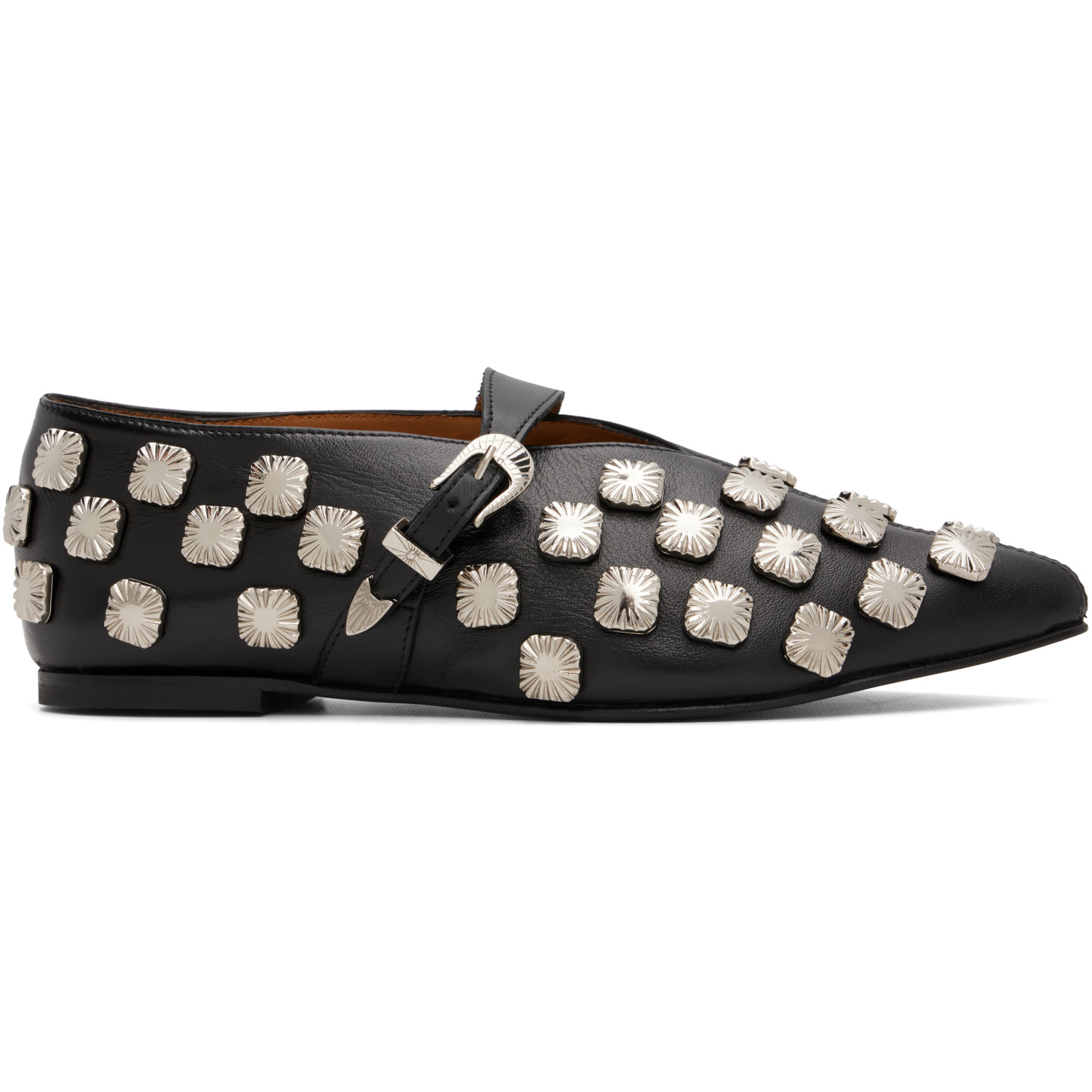 Toga Pulla Black Soft Leather Ballerina Flats