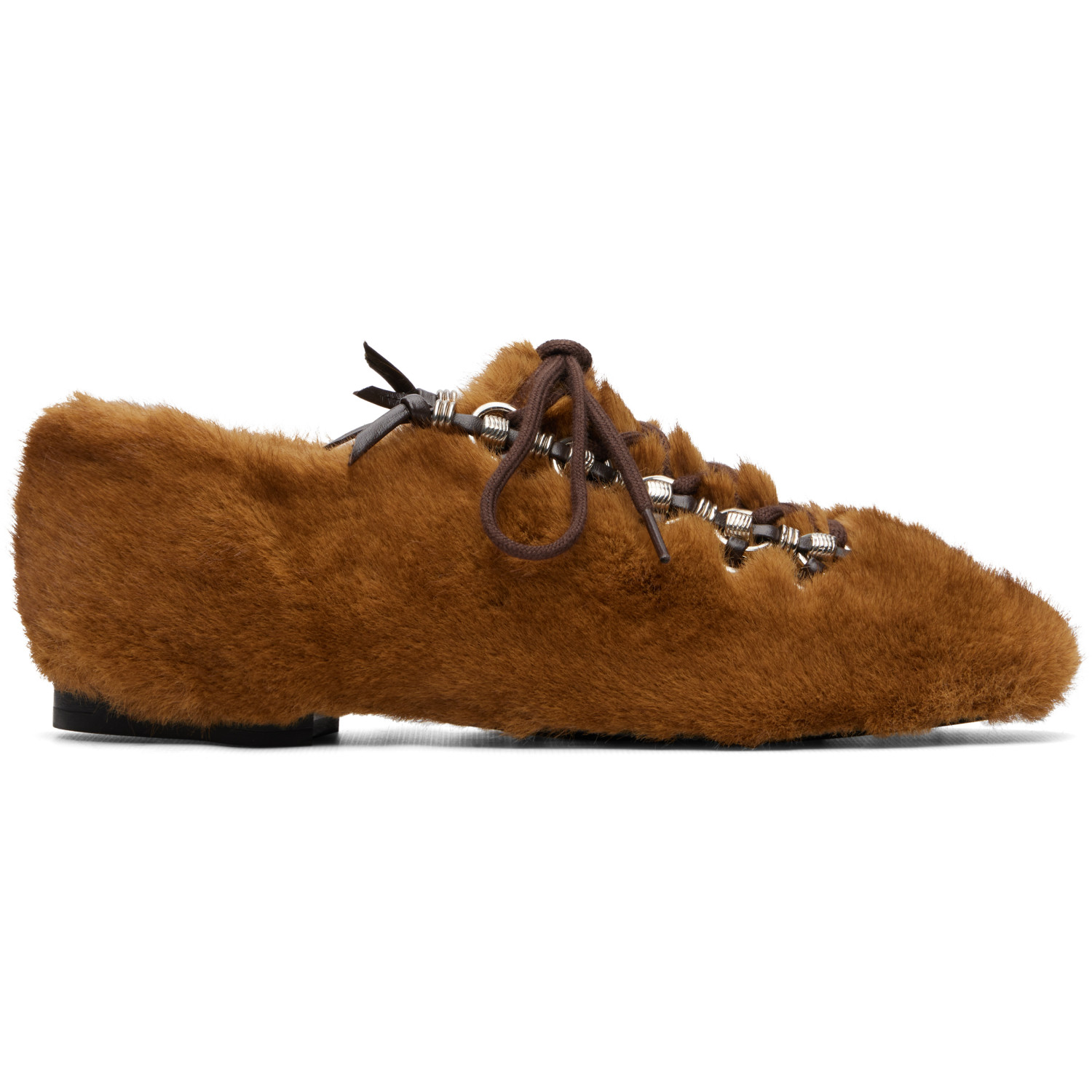 Toga Pulla Brown Faux-Fur Leather Derbys