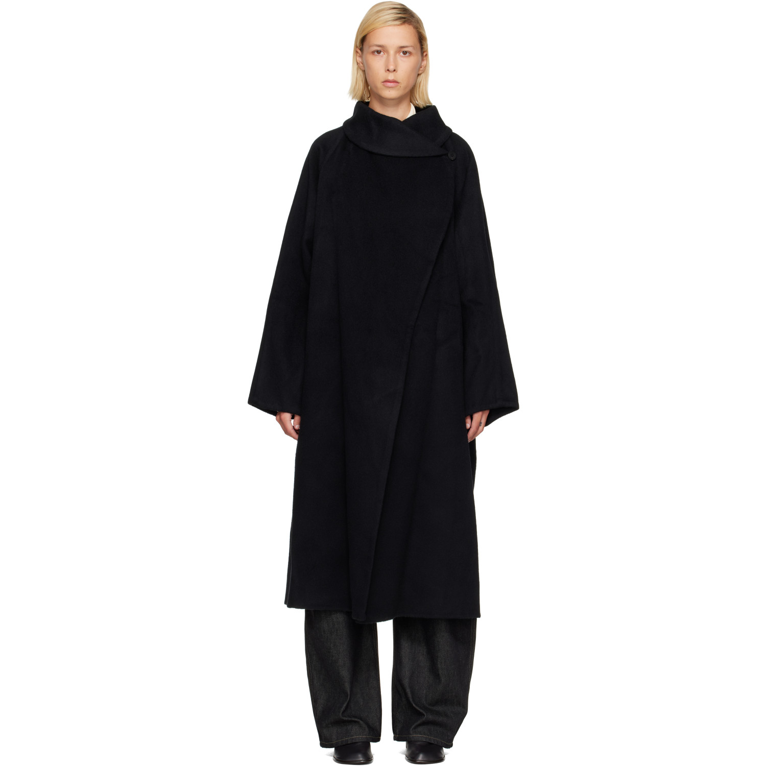 LE17SEPTEMBRE Black Stand Neck Handmade Long Coat