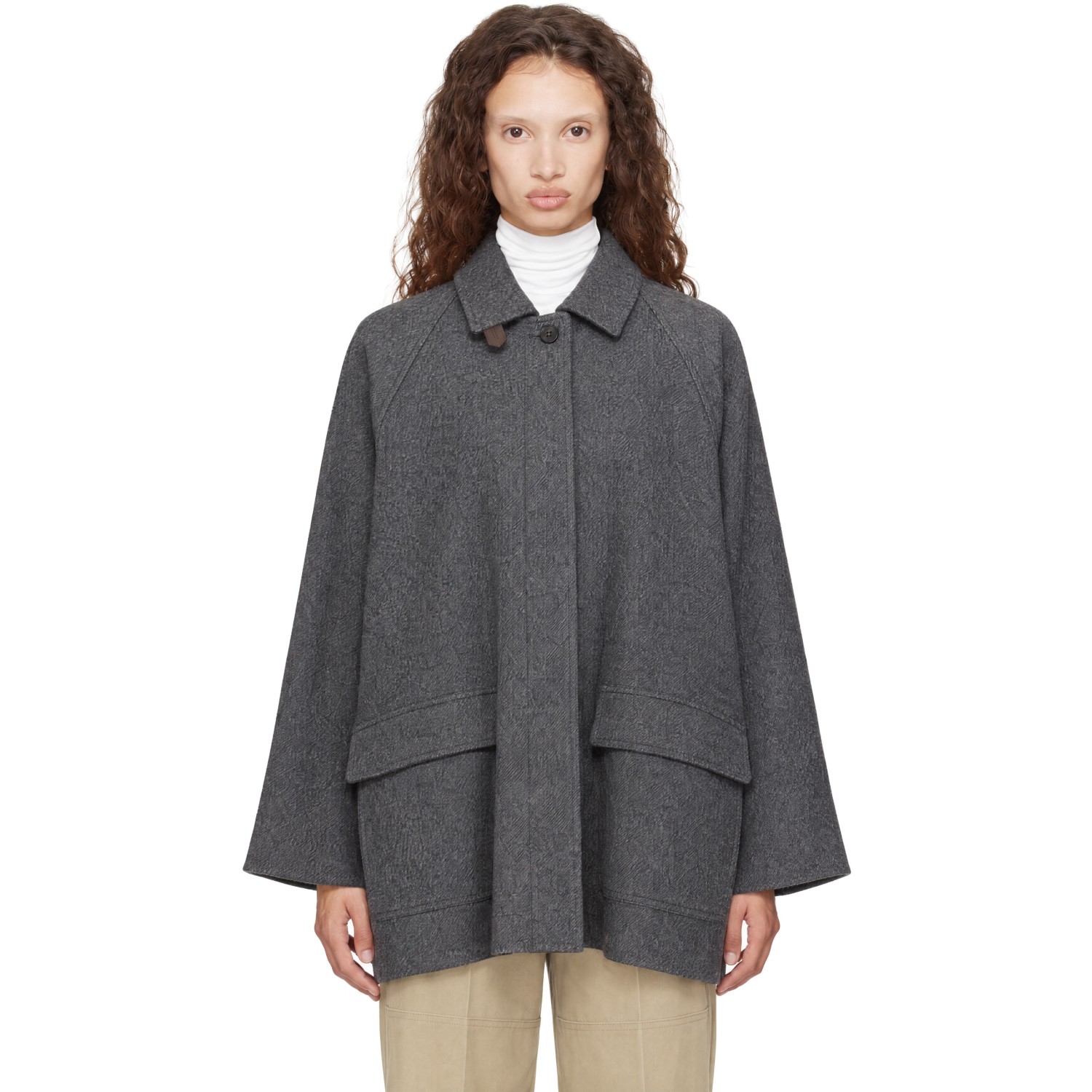 LE17SEPTEMBRE Gray Flare Wool Half Coat