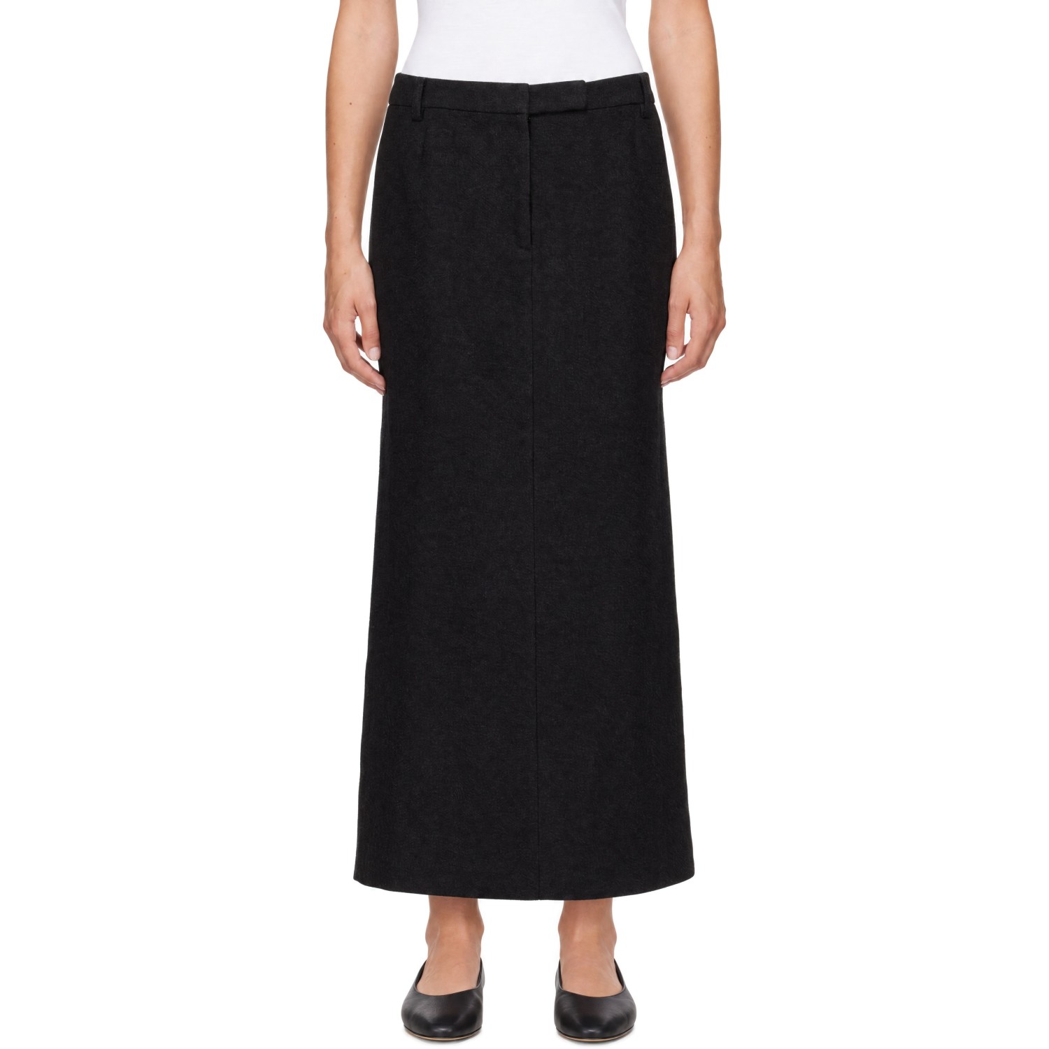 LE17SEPTEMBRE Black Wool-Blend Column Maxi Skirt