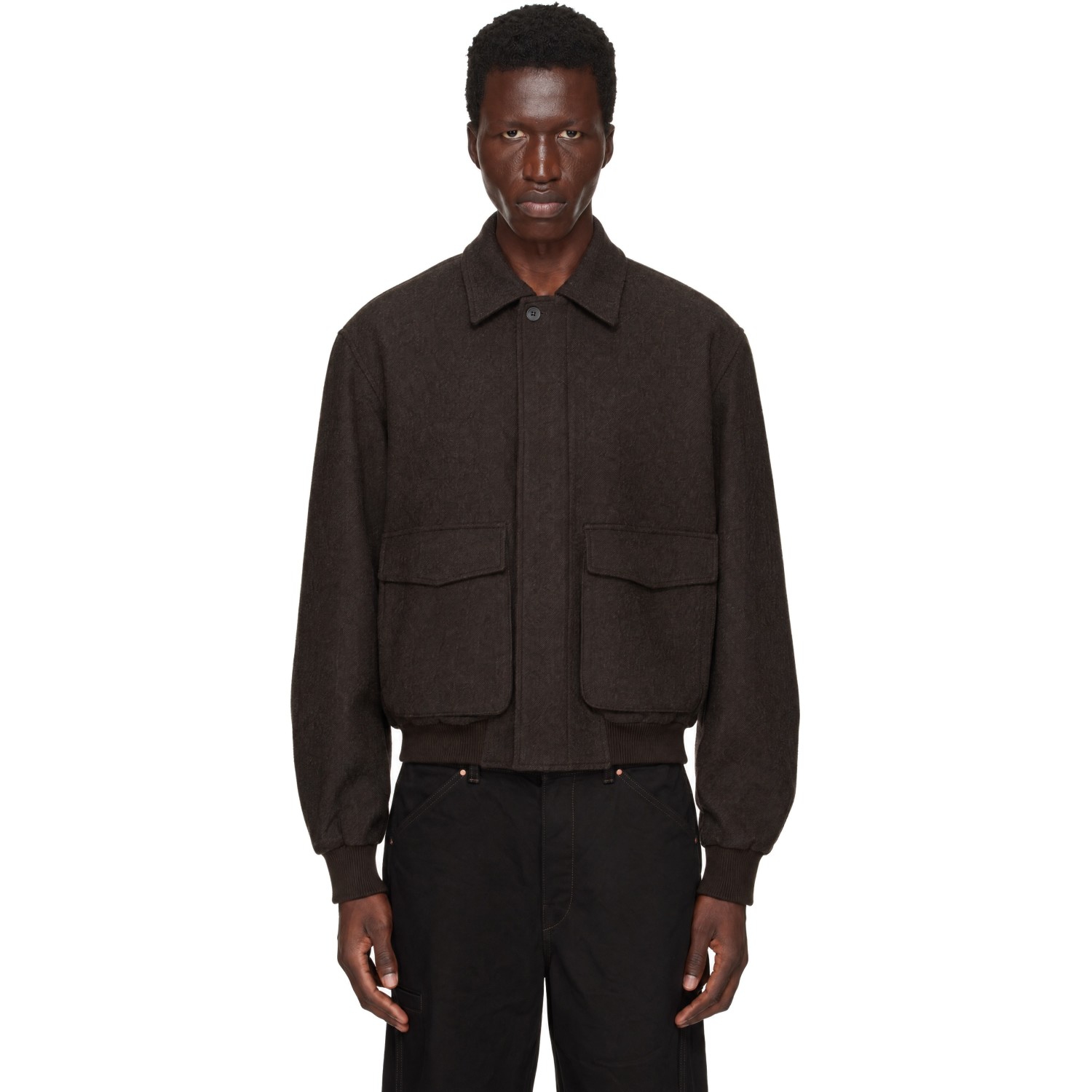 LE17SEPTEMBRE Brown Virgin Wool Bomber Jacket