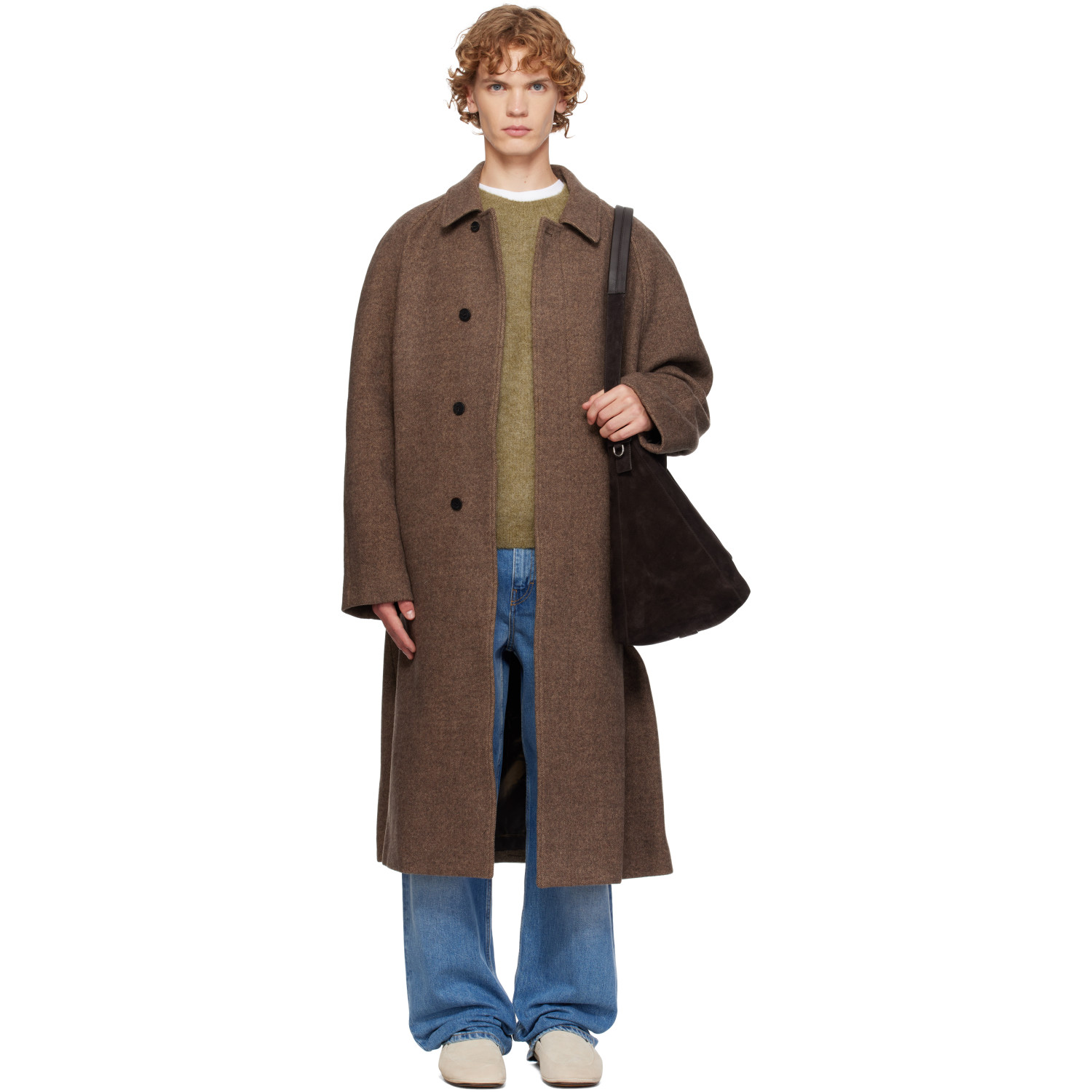 LE17SEPTEMBRE Brown Tweed Raglan Over Coat