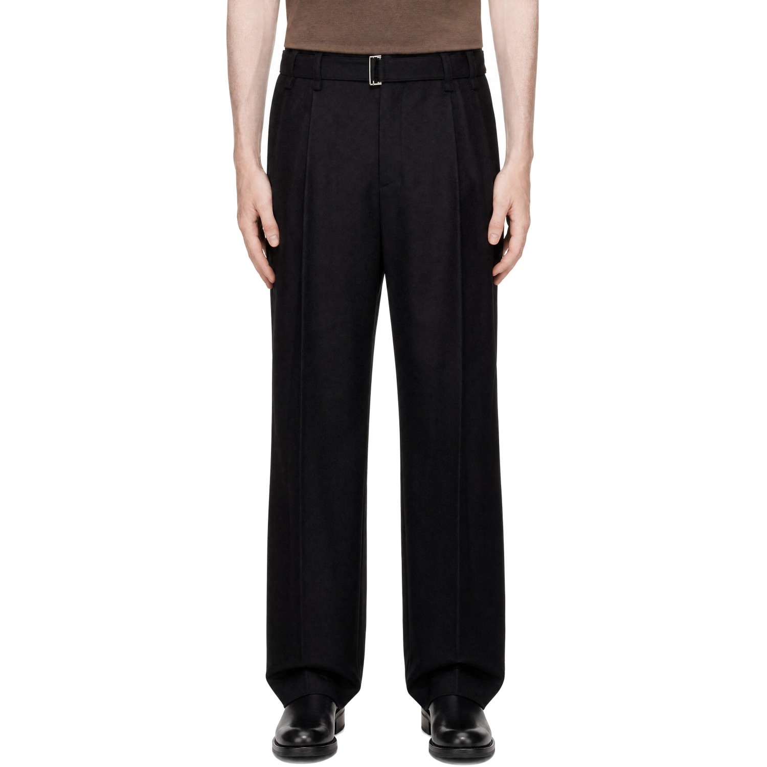 LE17SEPTEMBRE Black Belted Two-Tuck Wool Trousers