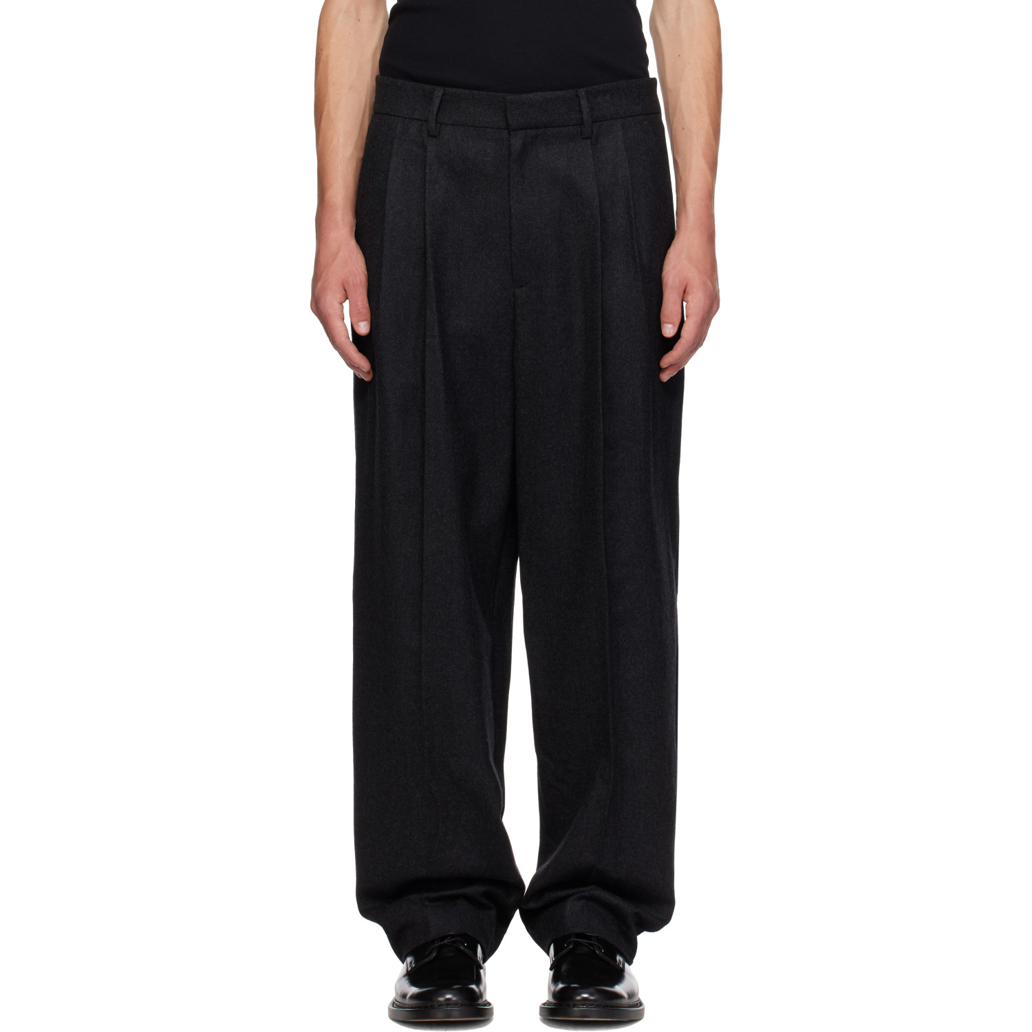 LE17SEPTEMBRE Gray Two-Tuck Wool Trousers