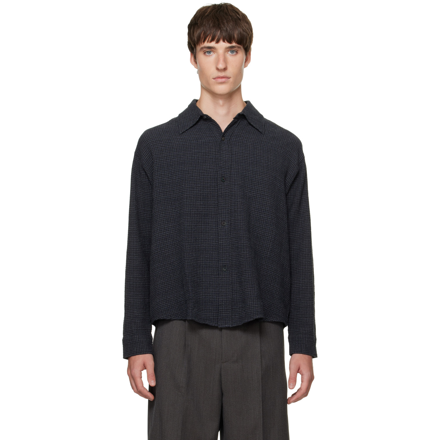 Mfpen Gray Vacation Shirt In Midnight Check
