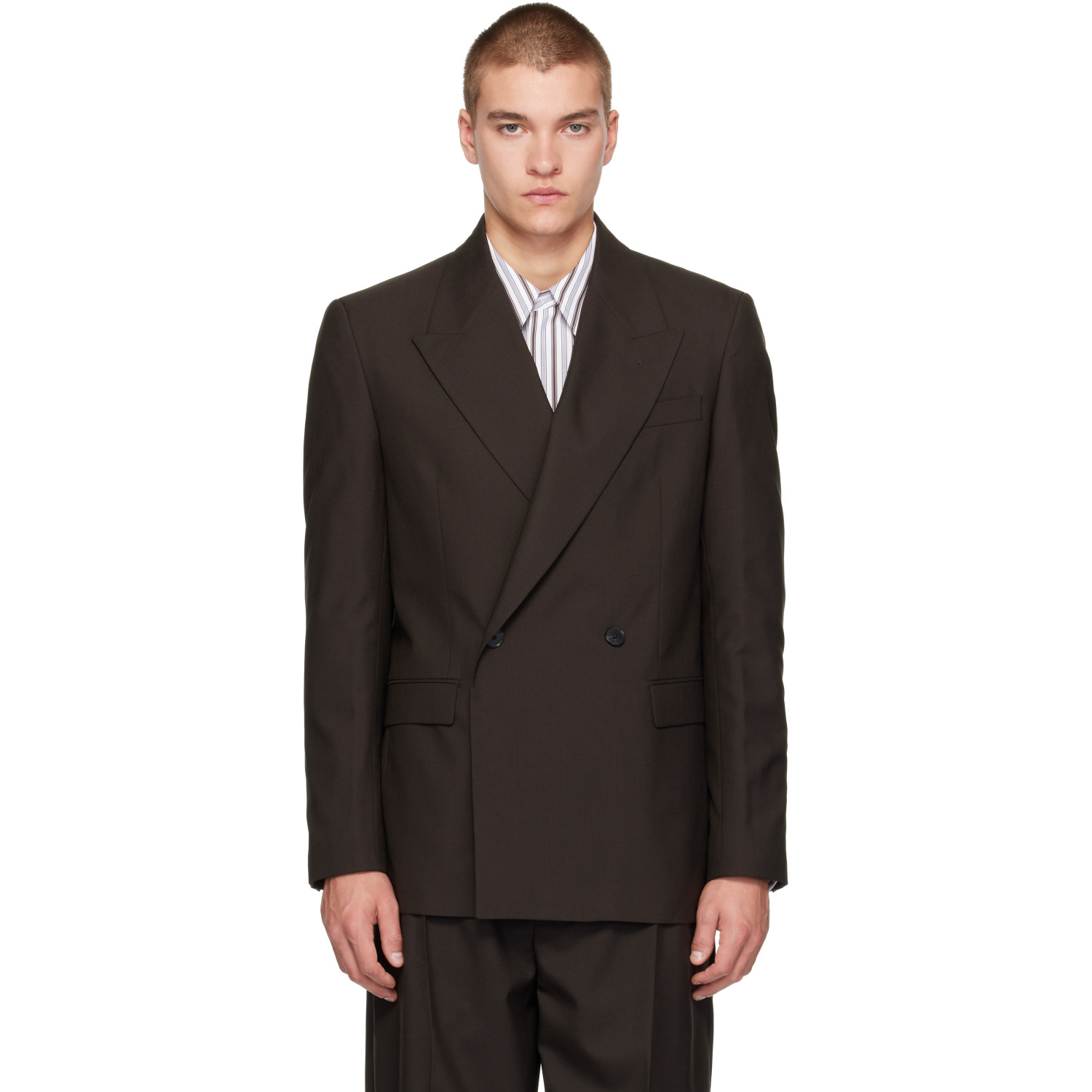 mfpen Brown Double Breasted Blazer