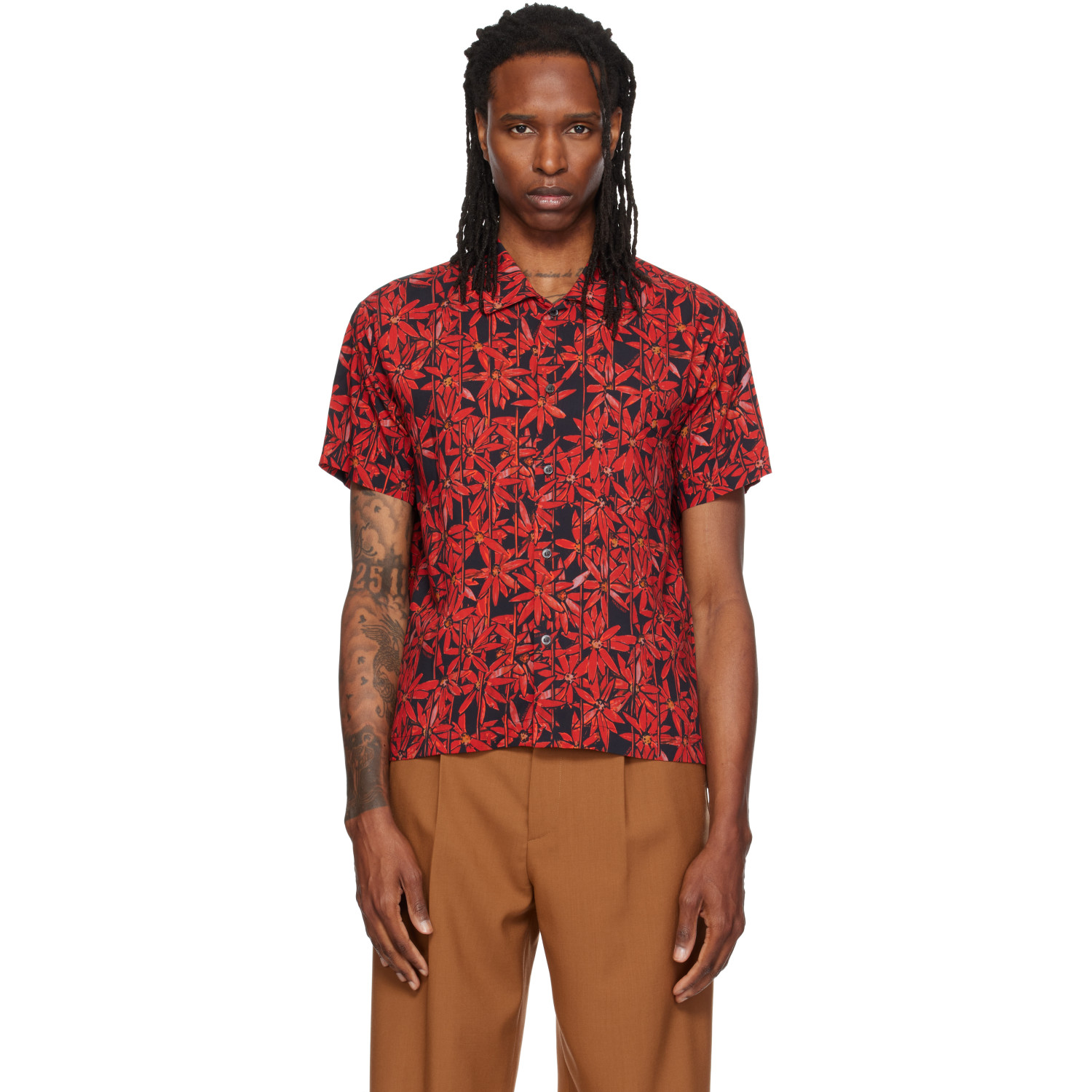 Magliano Red & Black 'Behind Bars Flowers' Shirt
