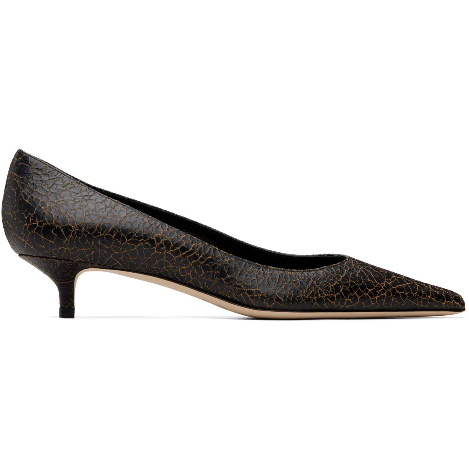 Jimmy Choo Black Amelia 35 Crackled Leather Heels