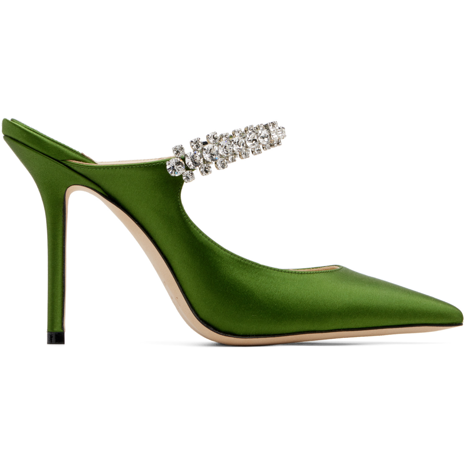 Jimmy Choo Green Bing 100 Satin Heels
