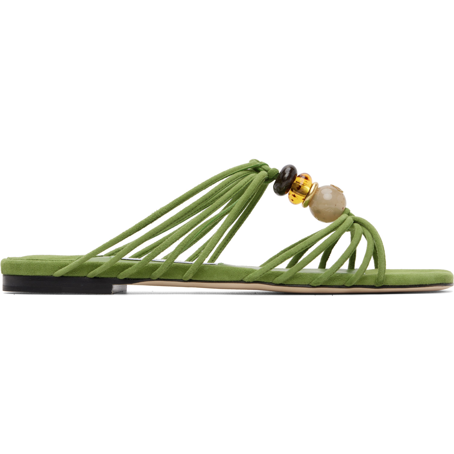 Jimmy Choo Green Lova Mule Flat Sandals