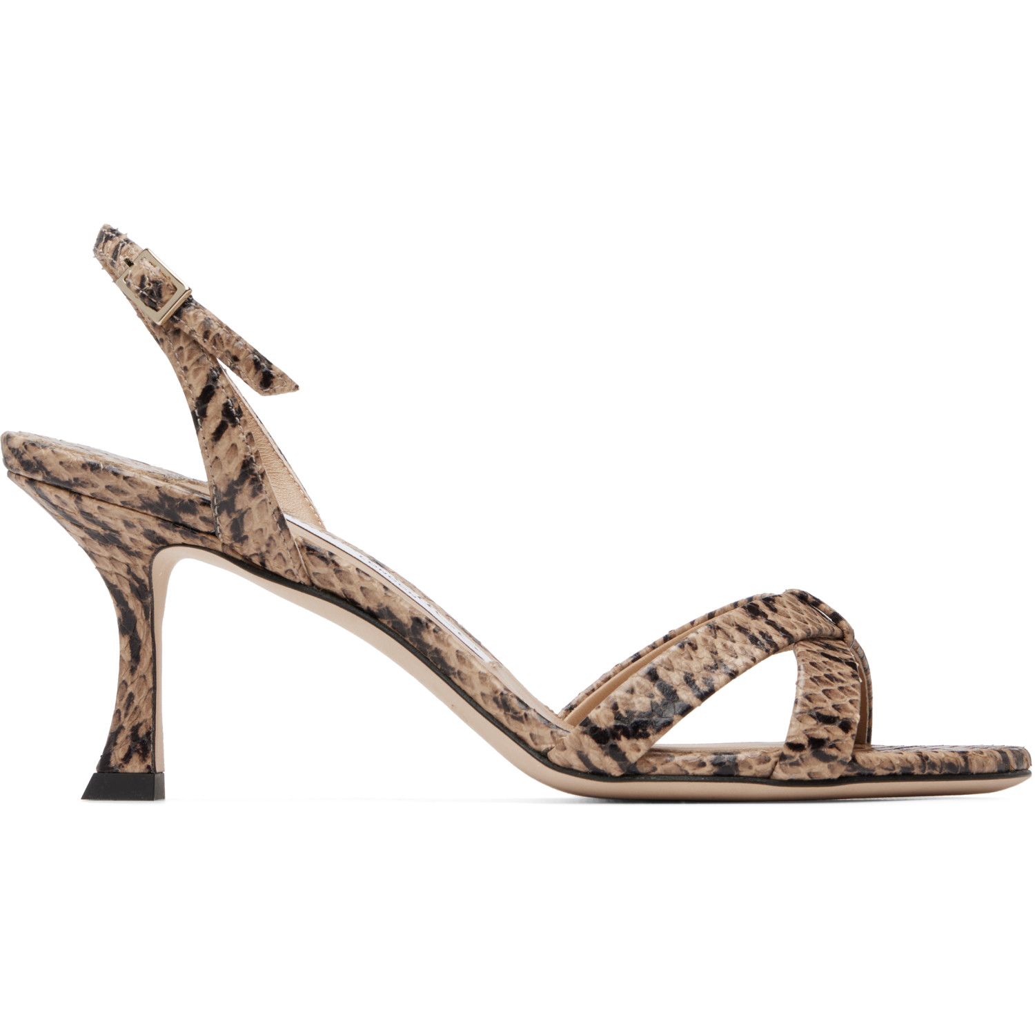 Jimmy Choo Taupe Elsy 70 Kigali Snake Printed Heeled Sandals