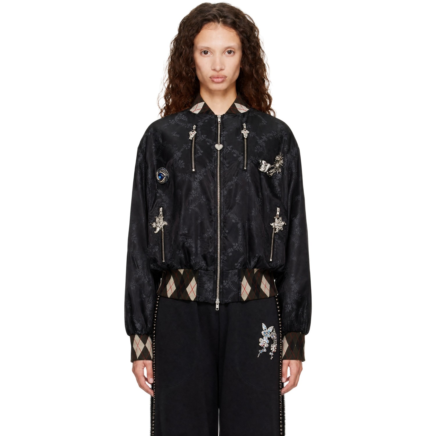 Chopova Lowena Black Crescent Bomber Jacket