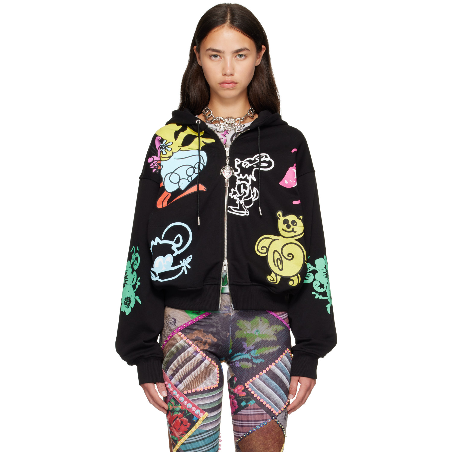 Chopova Lowena Black 'Friends of CL' Zip Hoodie
