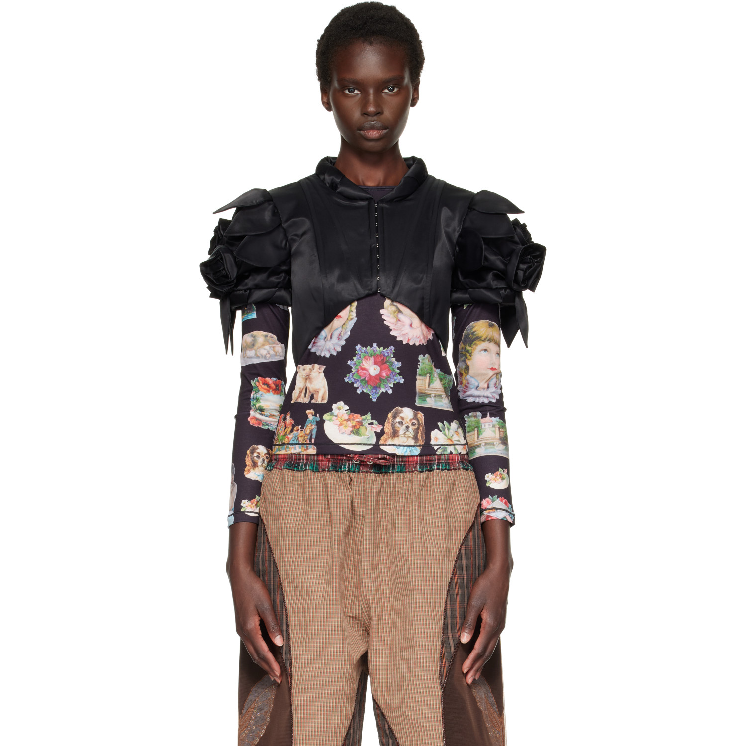 Chopova Lowena Black Rose Shrug Top