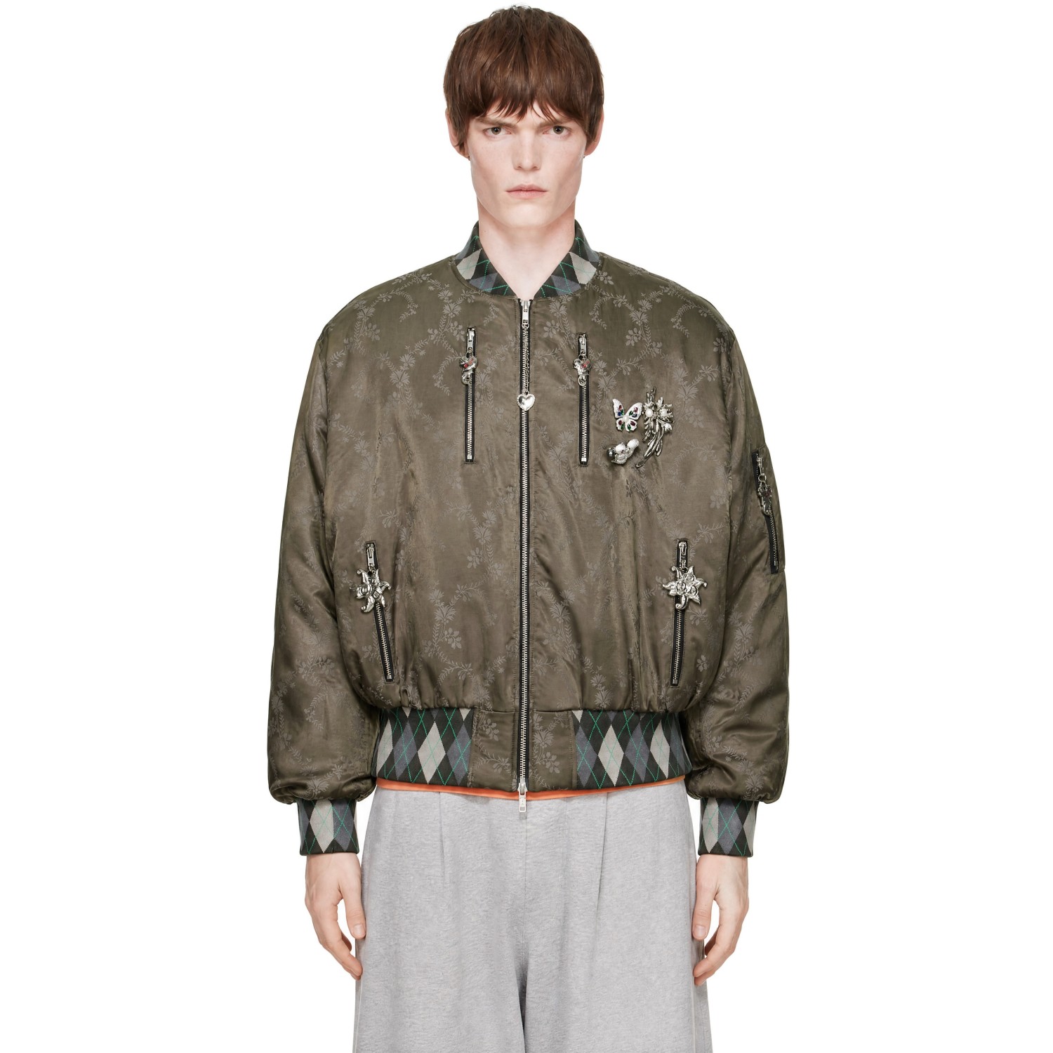 Chopova Lowena Khaki Crescent Bomber Jacket