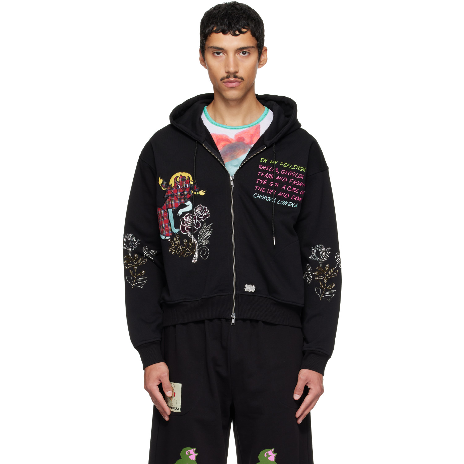 Chopova Lowena Black Feelings Panic Zip Hoodie