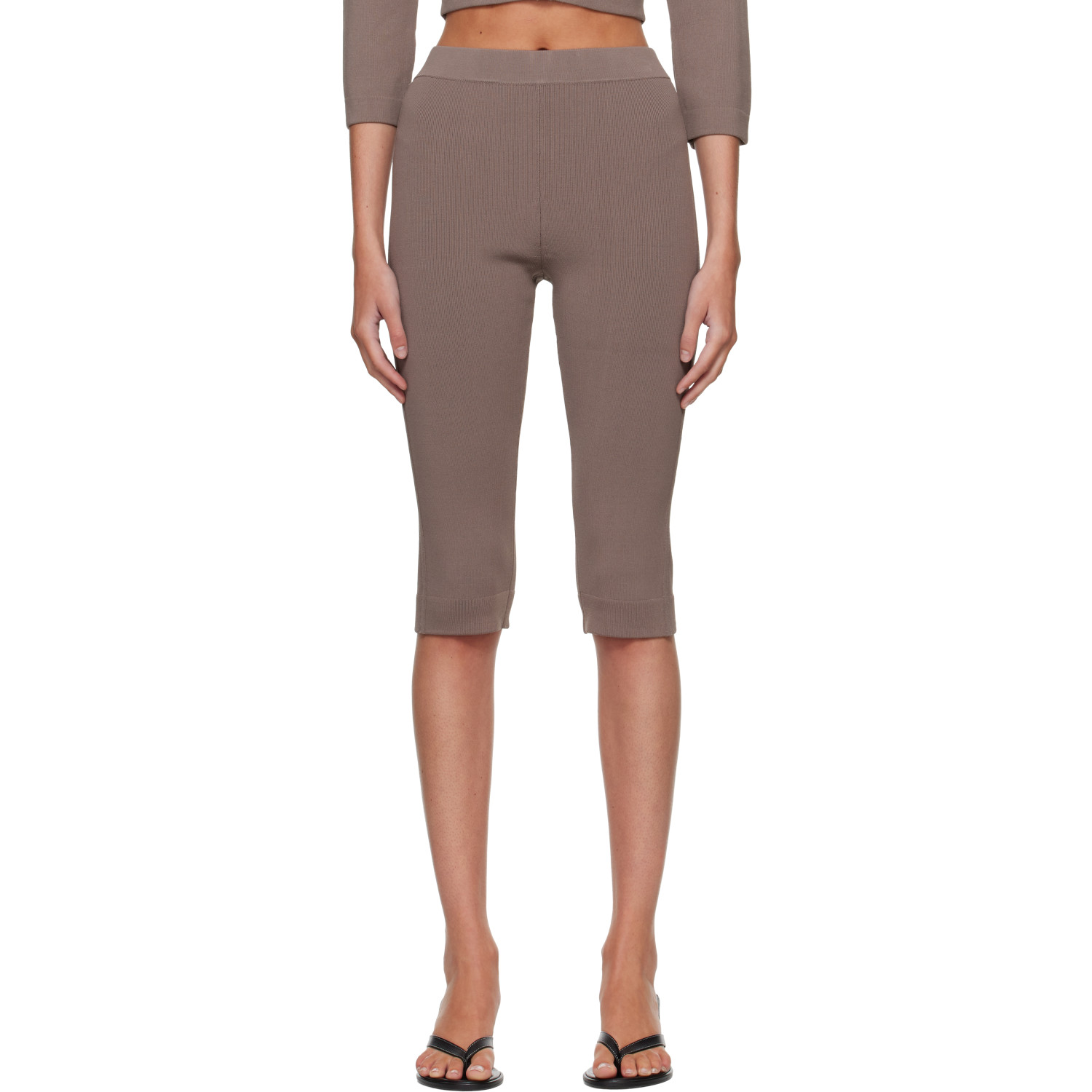 SKIMS Taupe Refined Knit Capri Leggings