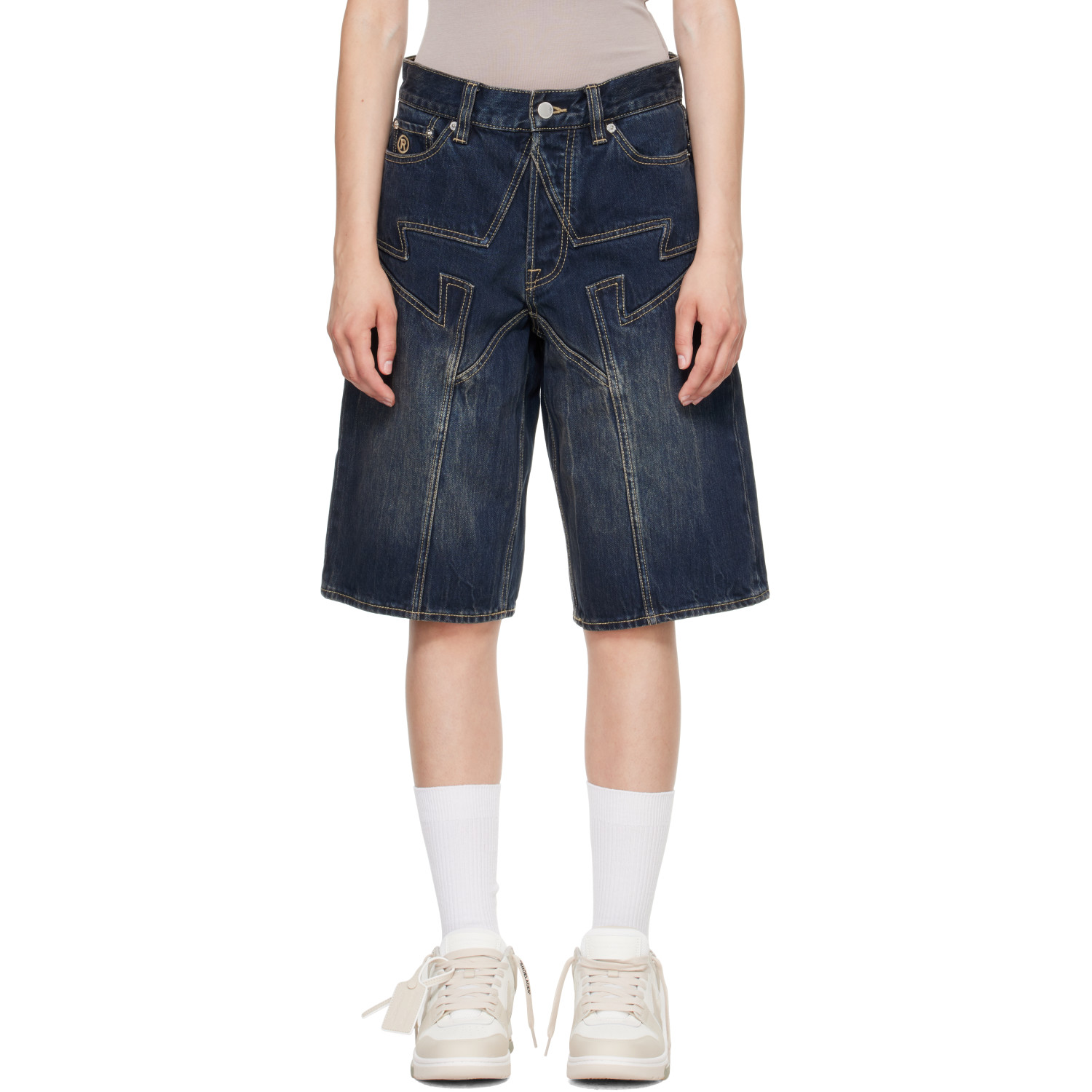 BAPE Navy BAPE Sta Patch Relaxed Fit Denim Shorts