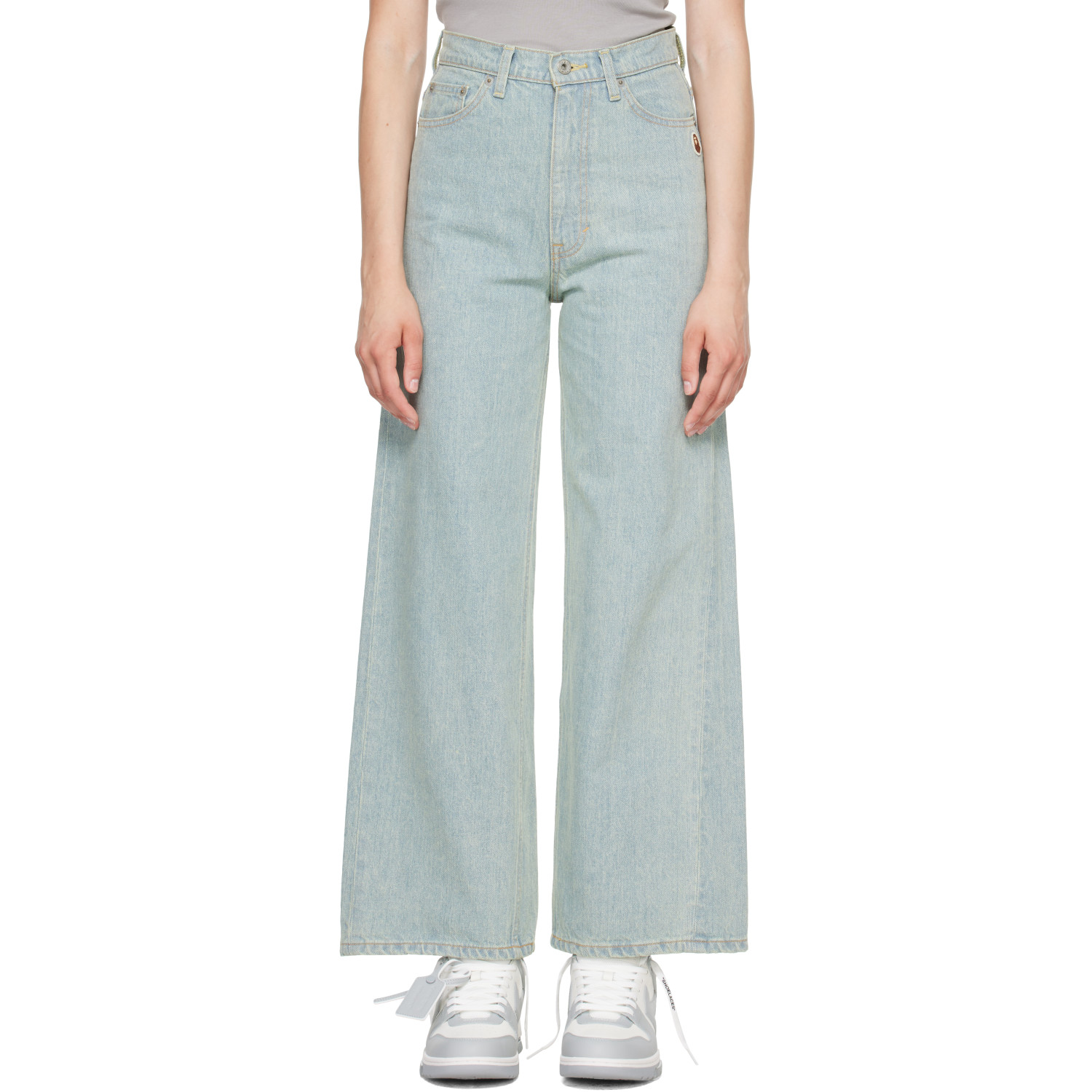 BAPE Blue Crystal Stone BAPE Sta Logo Baggy Jeans