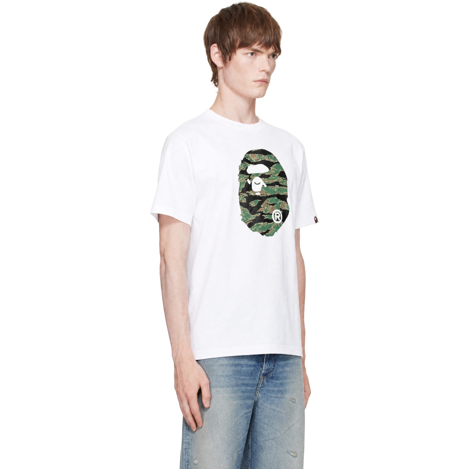 Bape 화이트 타이거 카모 에이프 헤드 티셔츠