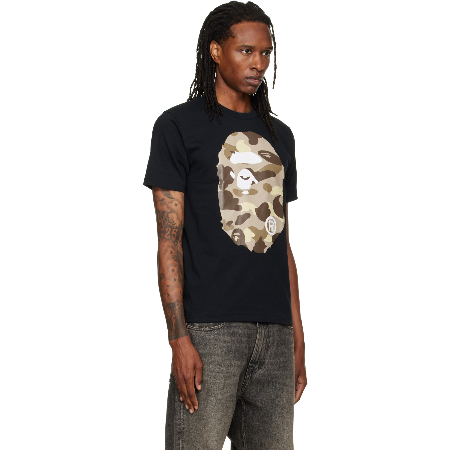 Bape 블랙 컬러 카모 빅 에이프 헤드 티셔츠