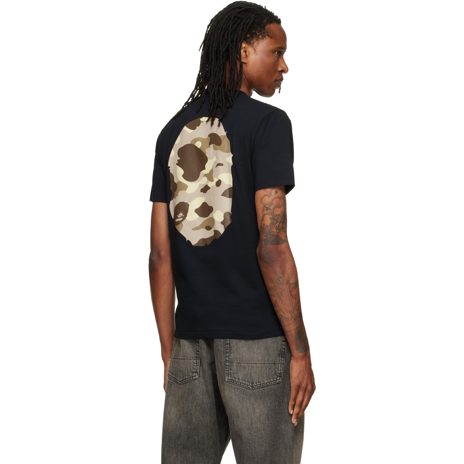Bape 블랙 컬러 카모 빅 에이프 헤드 티셔츠