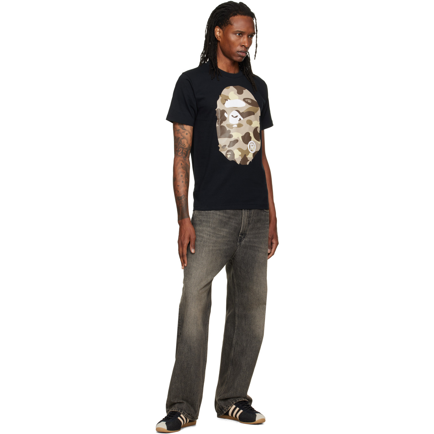 Bape 블랙 컬러 카모 빅 에이프 헤드 티셔츠