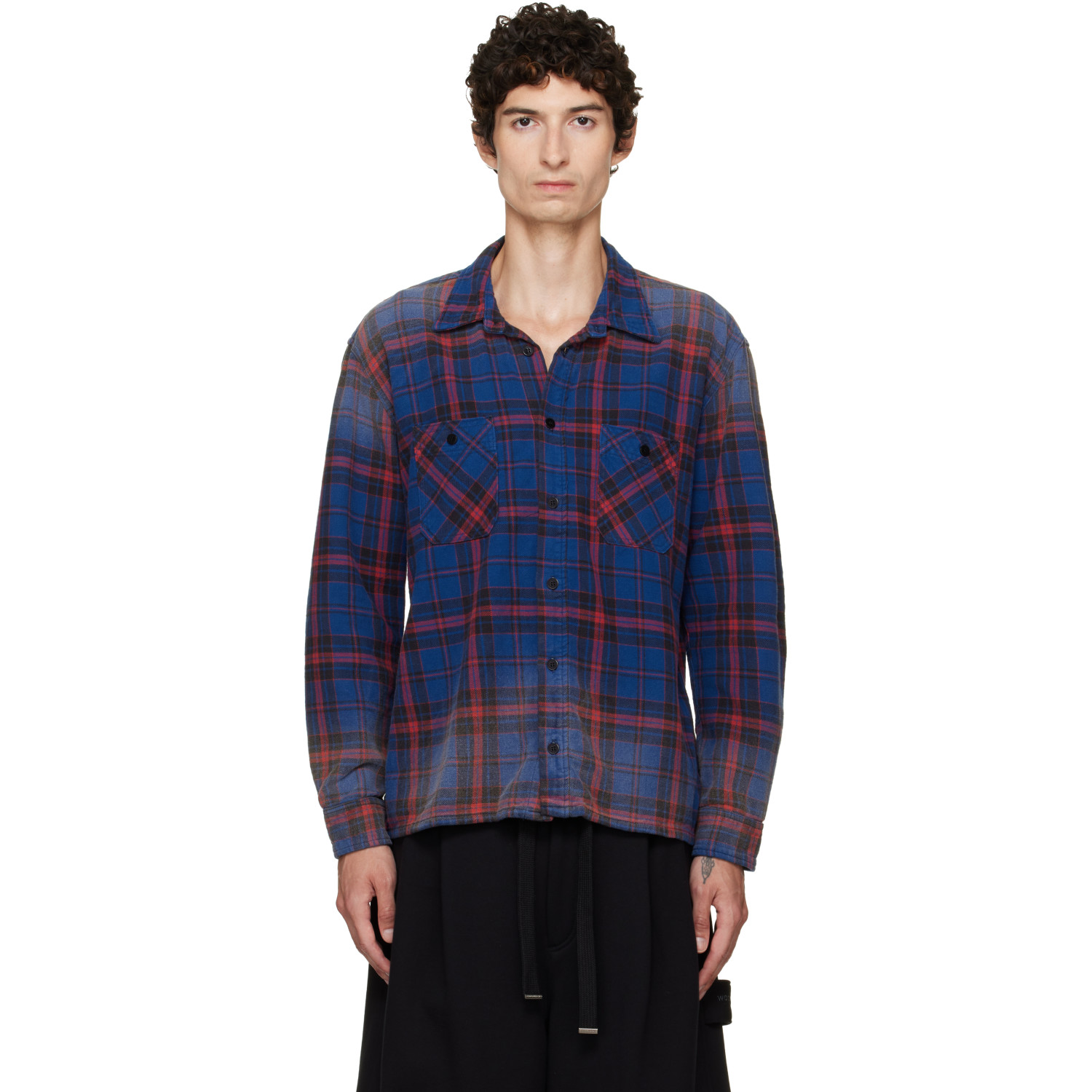 Les Tien Blue Flannel Classic Button Up Shirt