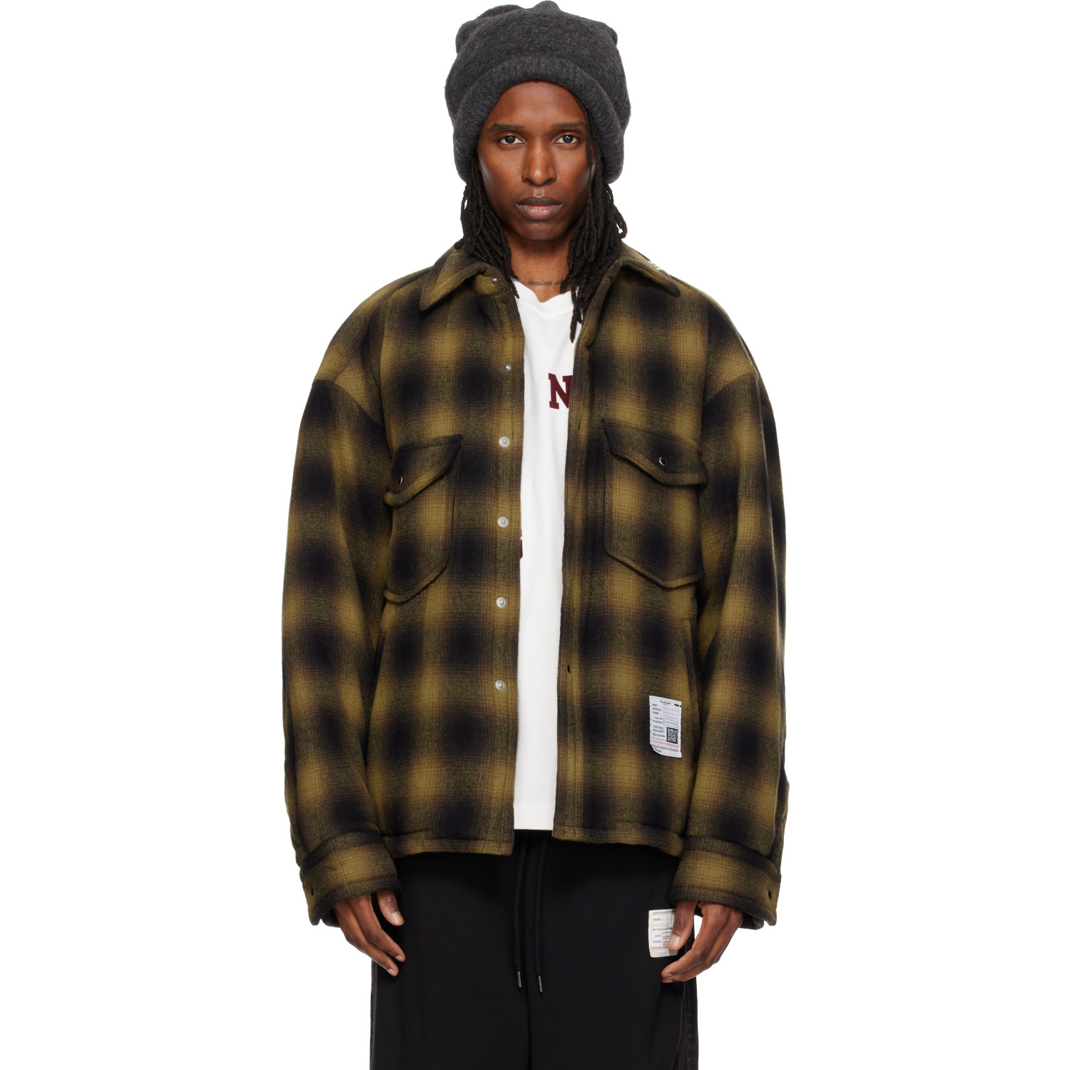 Maison MIHARA YASUHIRO Khaki Check Puffer Shirt